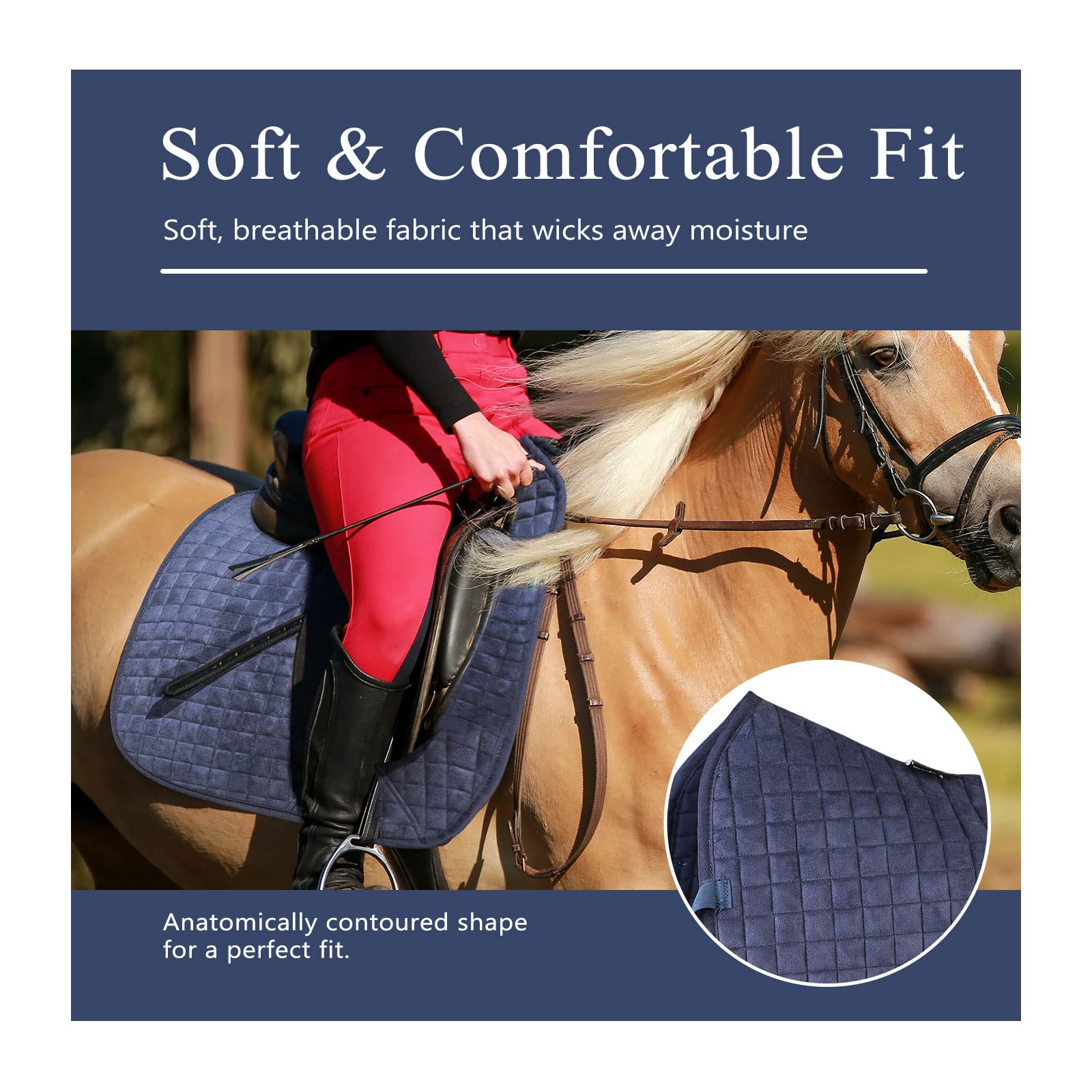 Premium Harrison Howard Dressage Saddle Pad - Suede Square English Horse Saddle Pad for Dressage, Jumping & Training - Comfortable & Breathable for Equestrian Events & Riding Lessons