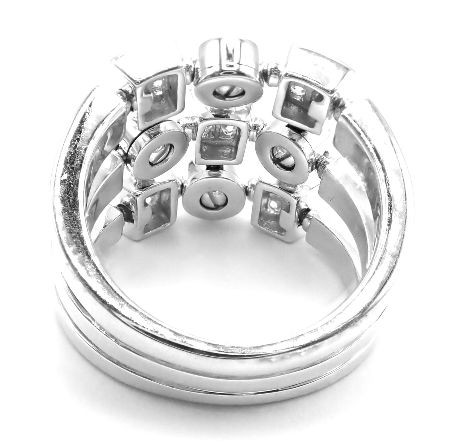 Authentic Bvlgari Bulgari 18k White Gold Lucea Diamond Band Ring - Luxury Wedding & Engagement Jewelry for Women
