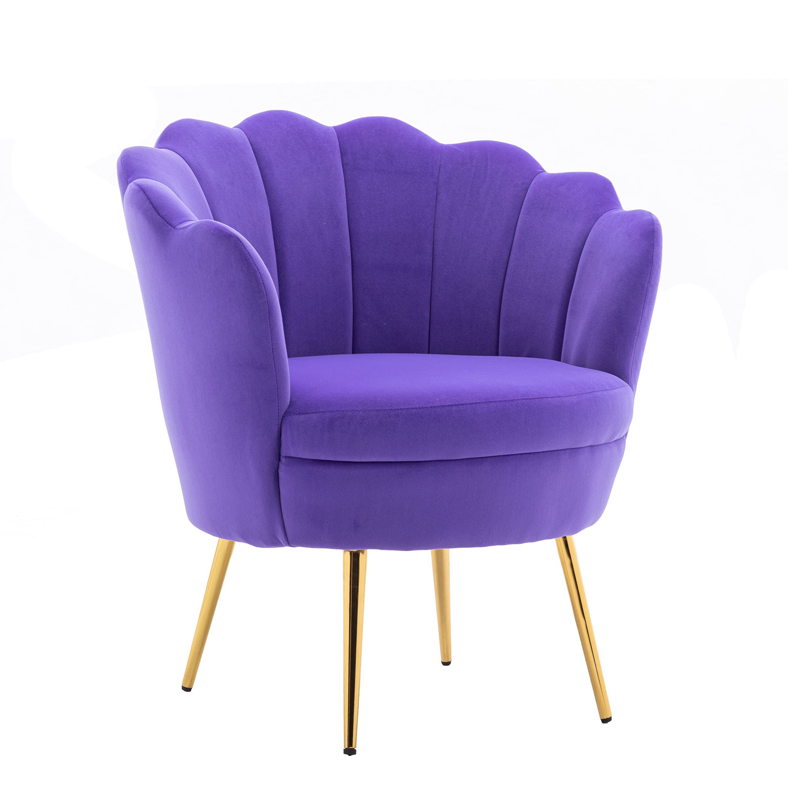 ZOBIDO Modern Velvet Accent Chair - Comfy Upholstered Armchair with Golden Metal Legs for Bedroom, Living Room, Vanity & Dining - Perfect Makeup Chair, Desk Chair & Lounge Seating (Purple)