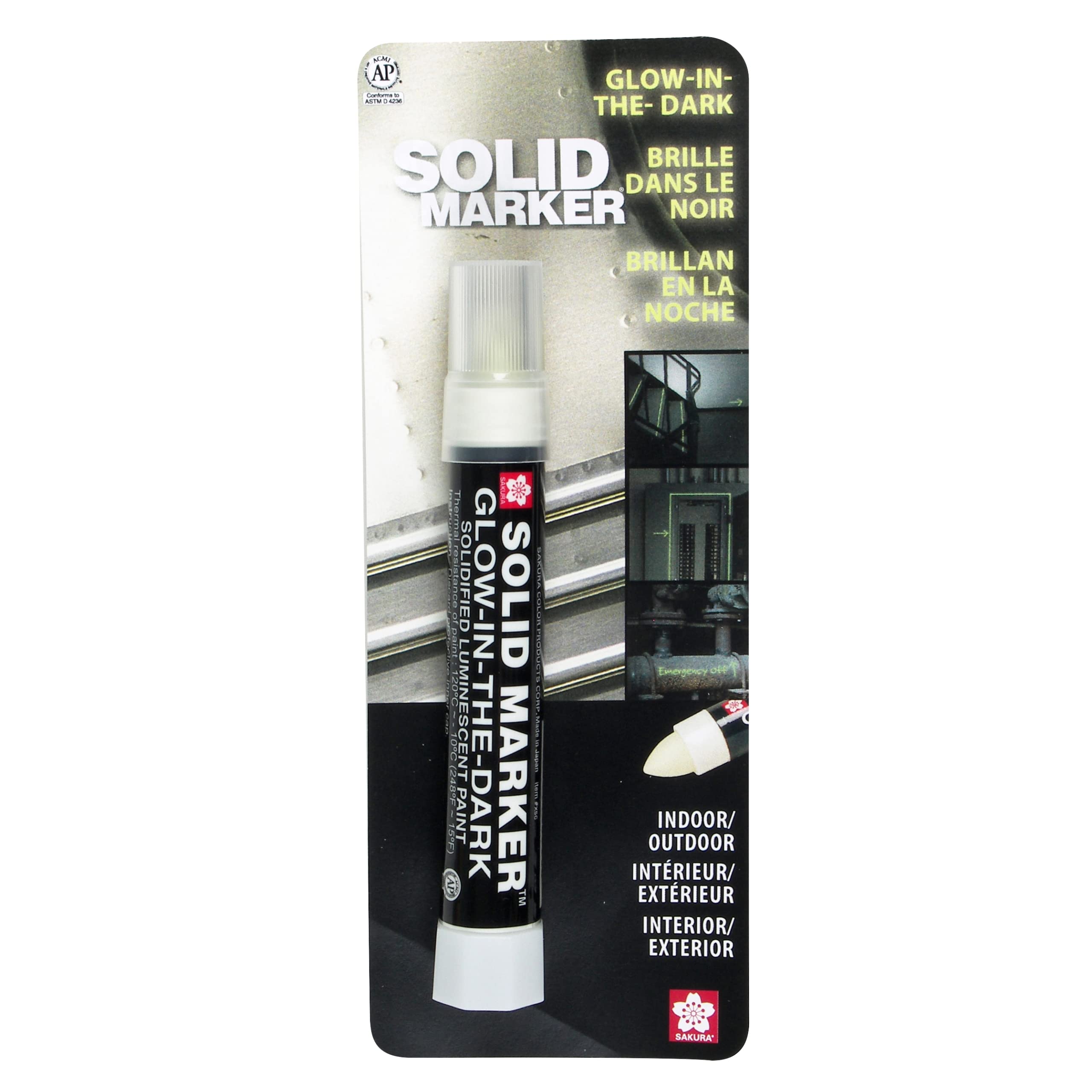 SAKURA Solid Glow-In-the-Dark Paint Markers - Permanent Waterproof Paint Pens for Windows, Wood, Glass, Metal & Plastic - Bright Glow Paint for DIY Crafts, Home Decor, Night Signs & Party Decorations - 1 Pack
