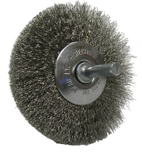 Weiler Stainless Steel Wheel Brush - 0.014 in Bristle Diameter with Shank Attachment - 2 in Outside Diameter (Model 17933) - Perfect for Metal Cleaning, Rust Removal & Surface Preparation - Ideal for Automotive, Industrial & DIY Projects