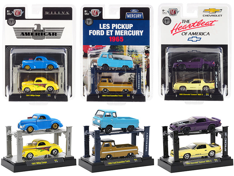 Limited Edition M2 Machines 1/64 Diecast Model Cars - Auto Lifts Set of 6 Pieces (Series 23, Limited to 6050 Worldwide) - Perfect for Collectors, Display Cases & Diorama Scenes