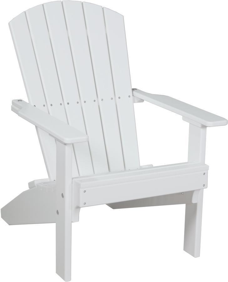 Premium White Recycled Plastic Adirondack Chair with Cup Holder - Durable Outdoor Patio Furniture for Lakeside, Garden, and Backyard Relaxation