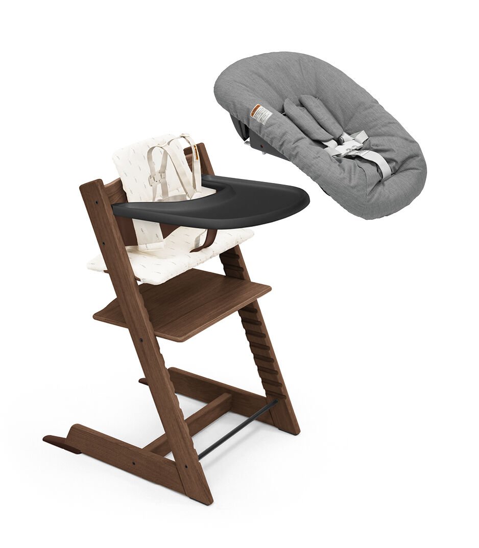 Stokke Tripp Trapp Adjustable High Chair with Baby Cushion & Newborn Set - Includes Removable Tray for Easy Feeding - Perfect for Infants to Toddlers at Home or Restaurant