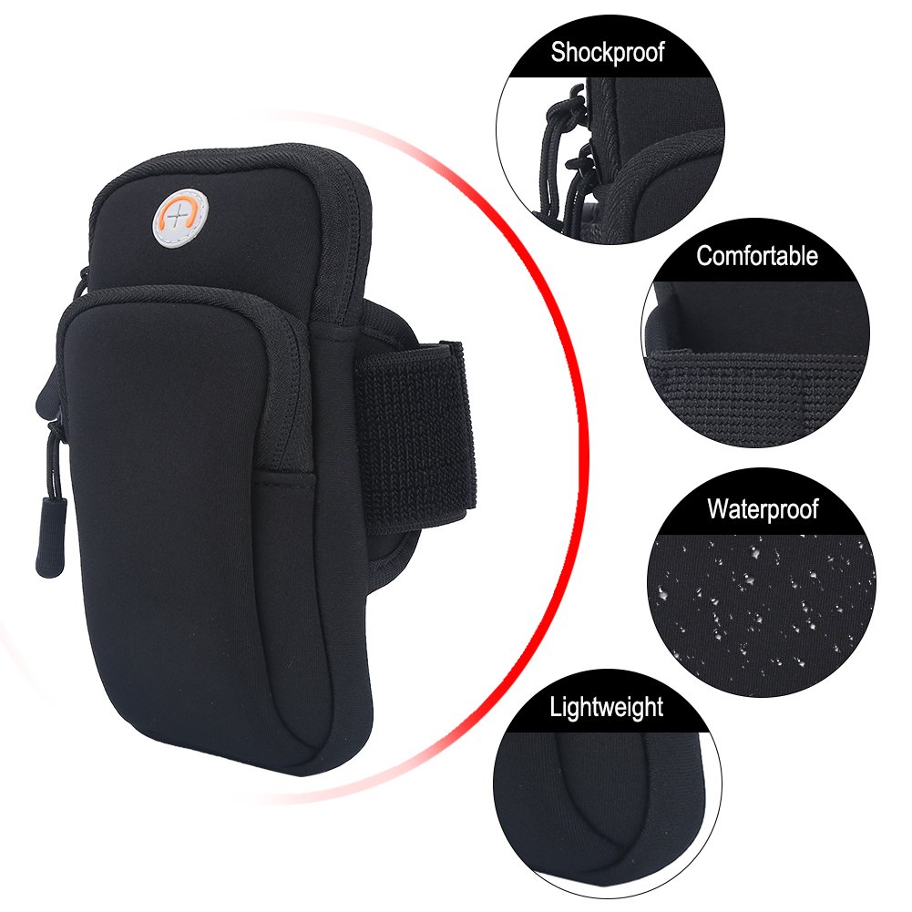 VGEBY Arm Pouch for Running & Outdoor Sports - Adjustable Armband Phone Holder for iPhone & Android - Lightweight Wrist Pouch for Jogging, Hiking, Gym & Workouts (Black) - Perfect for Hands-Free Exercise & Active Lifestyle
