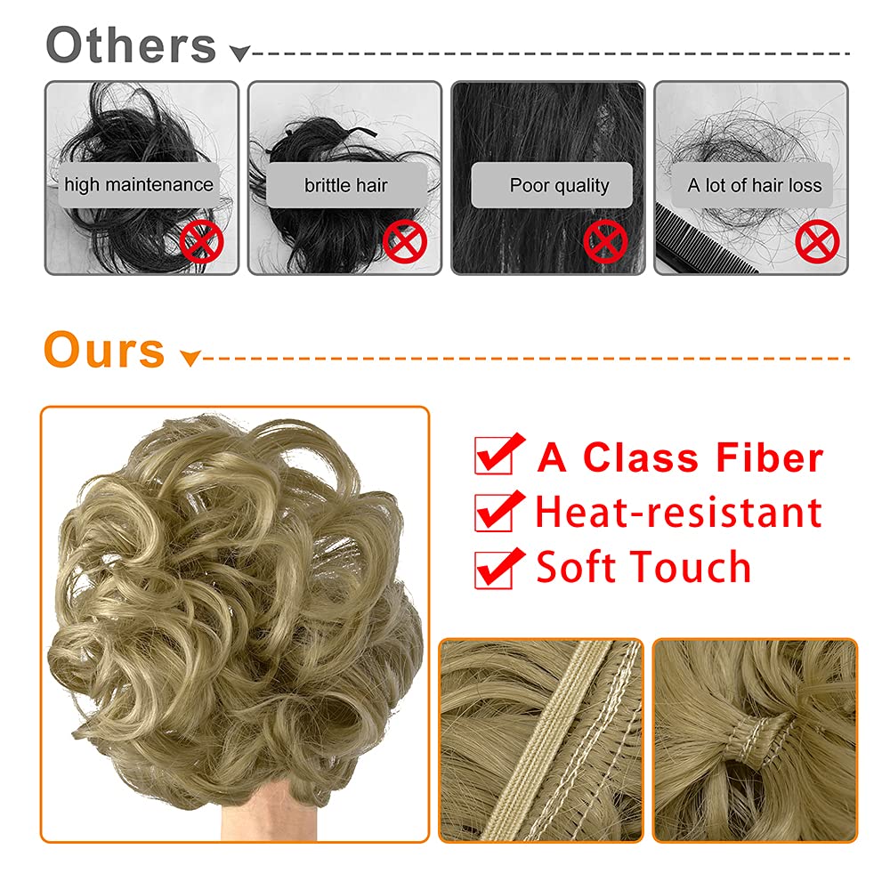 Messy Bun Hair Extensions - Thick Updo Scrunchies 2PCS for Ponytail & Party Hairstyles