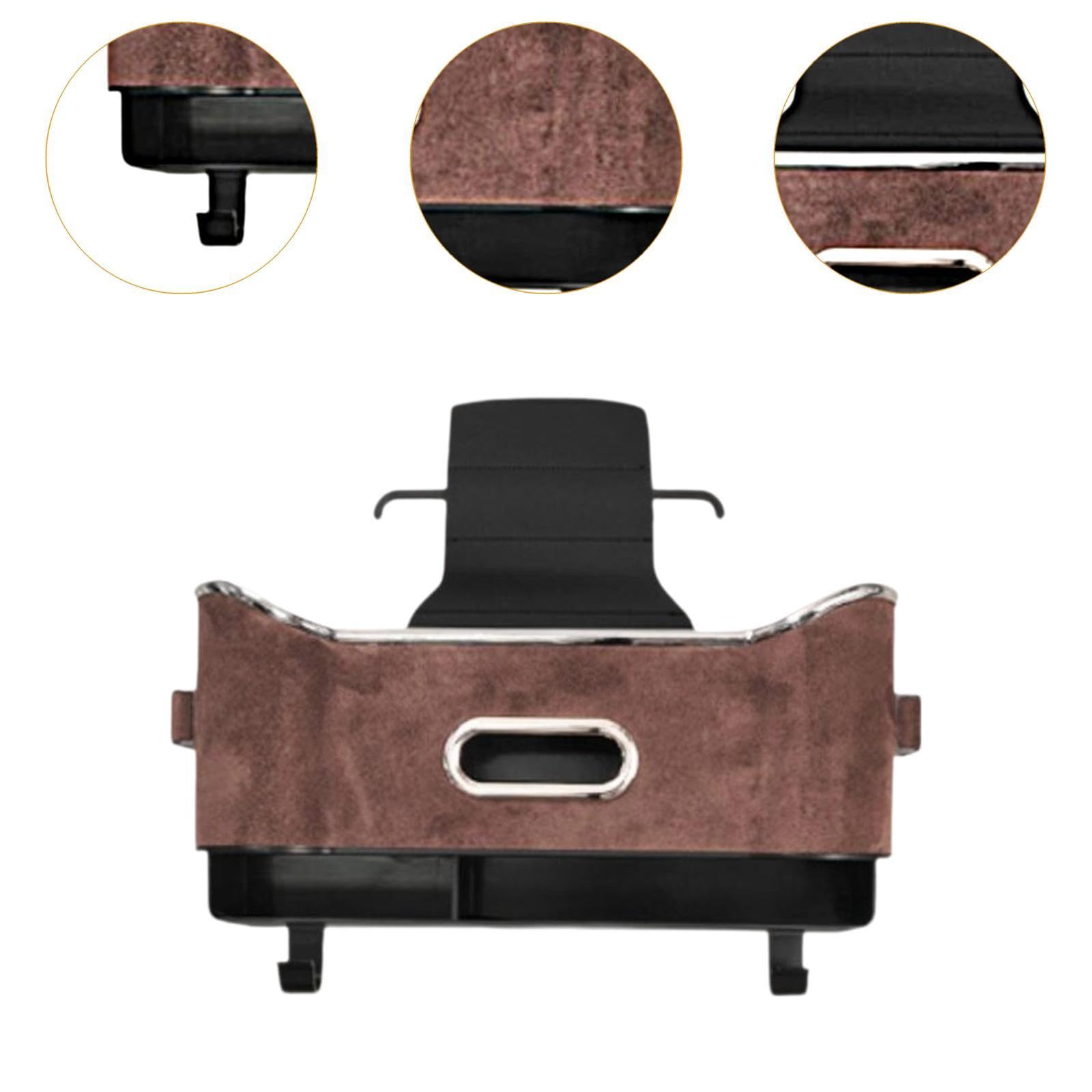 Premium Back Seat Organizer with Tissue Box & Cup Holders - Car Organizer for SUV, Truck, Van - Brown Leather Storage for Road Trips & Family Travel