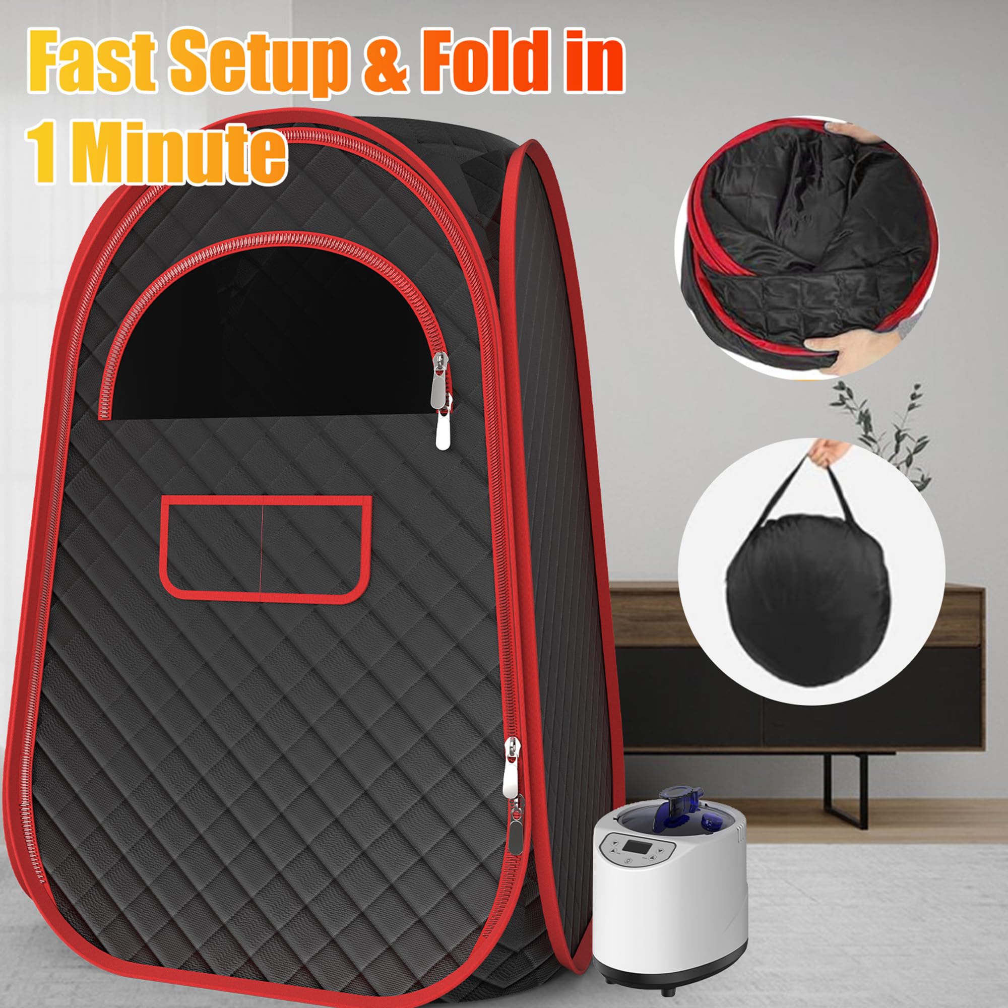 Portable Steam Sauna for Home - 2.6L Steamer with Remote Control, Folding Chair & Sauna Tent | Personal Relaxation & Detox | Perfect for Spa, Yoga & Post-Workout Recovery