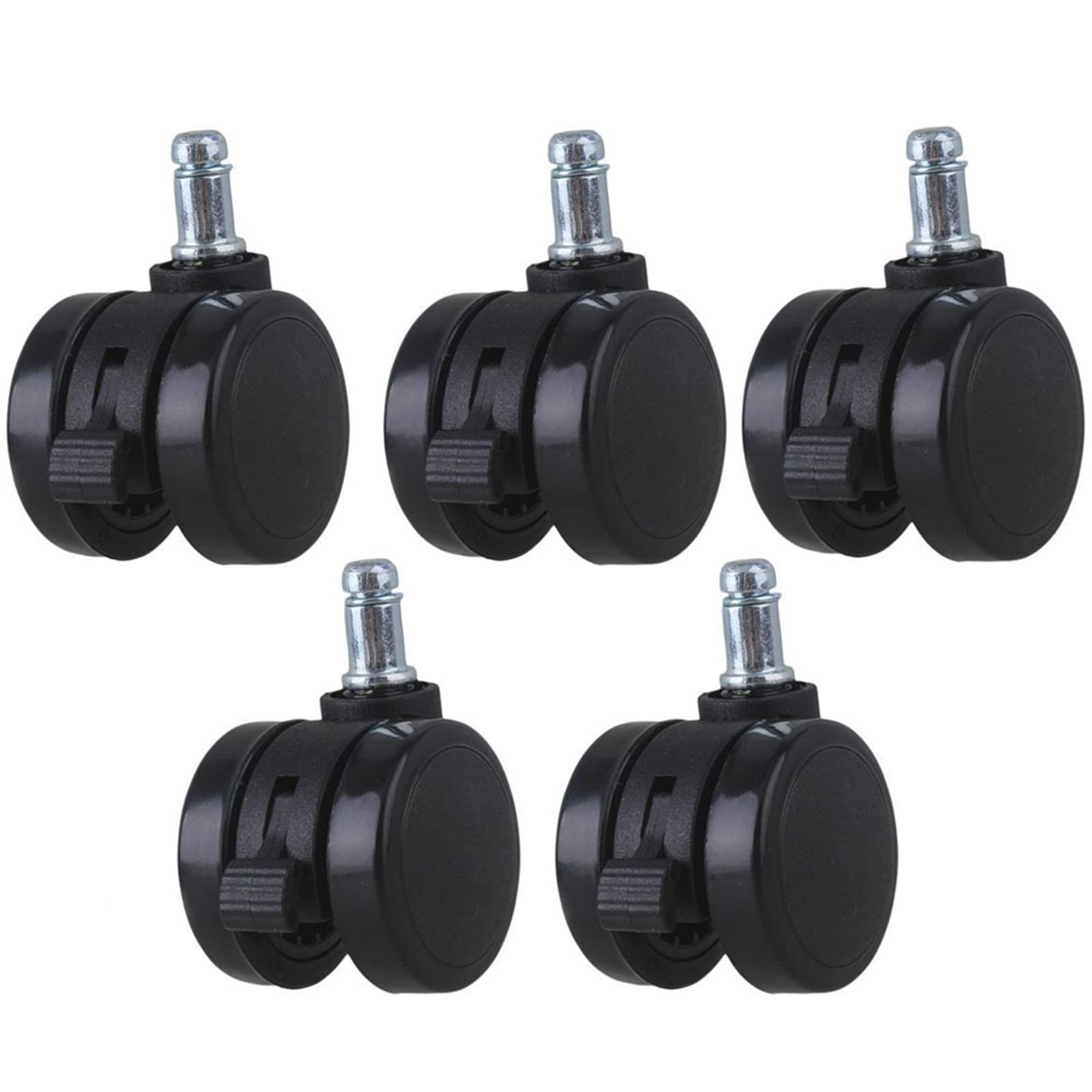 BROHN 2 Inch Swivel Caster Wheels for Metal Office Chairs, Furniture Wheels with Grip Ring Stem and Brake - Perfect for Sofa Beds, Storage Shelves, and Warehouse Carts (5-Pack) - Heavy Duty & Smooth Rolling for Home and Office Use