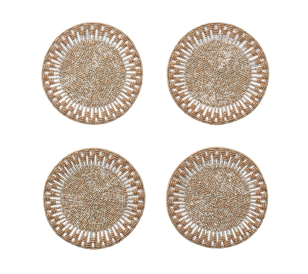 Gold & Silver Palisade Coasters Set of 4 with Gift Bag - Elegant Drink Coasters for Home Bar, Dining Table, and Party Decor