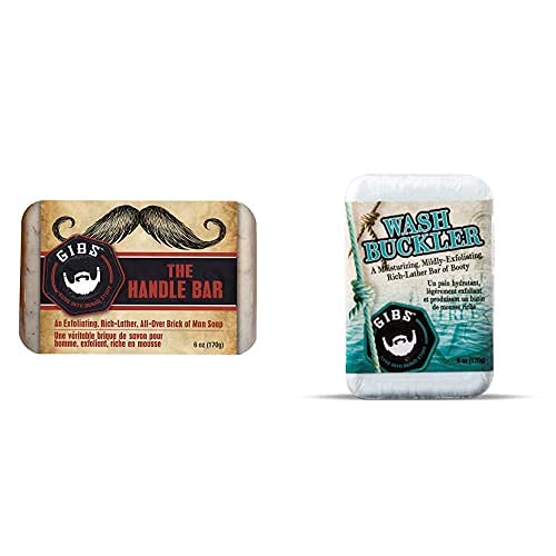 GIBS Men's Bar Soap & Body Wash 2-Pack Set - Handle Bar & Wash Buckler | Natural Grooming for Beards & Full Body Care | Perfect for Shaving, Bathing & Travel