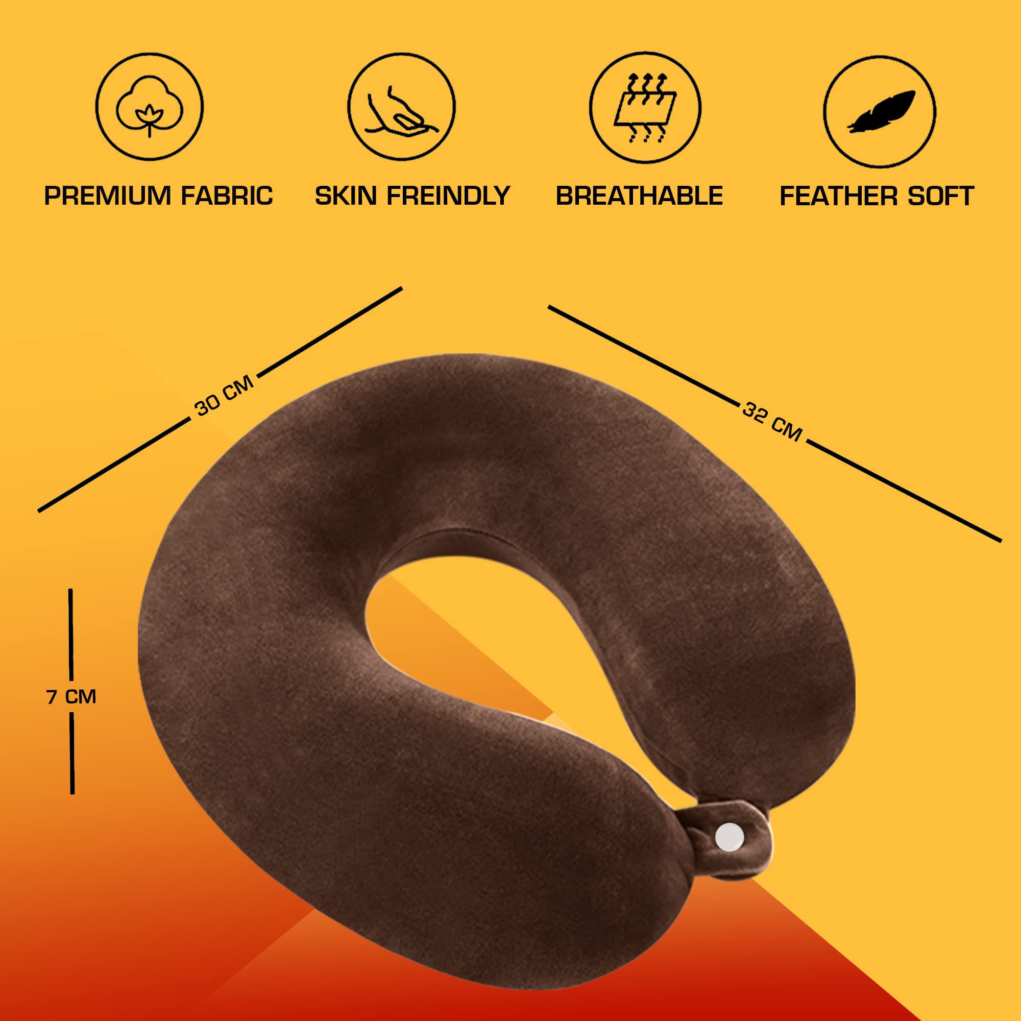 Billebon Premium Memory Foam Neck Pillow for Airplane Travel - Adjustable 360° Support Head Rest with Soft Cover - Perfect for Long Flights, Road Trips & Office Napping
