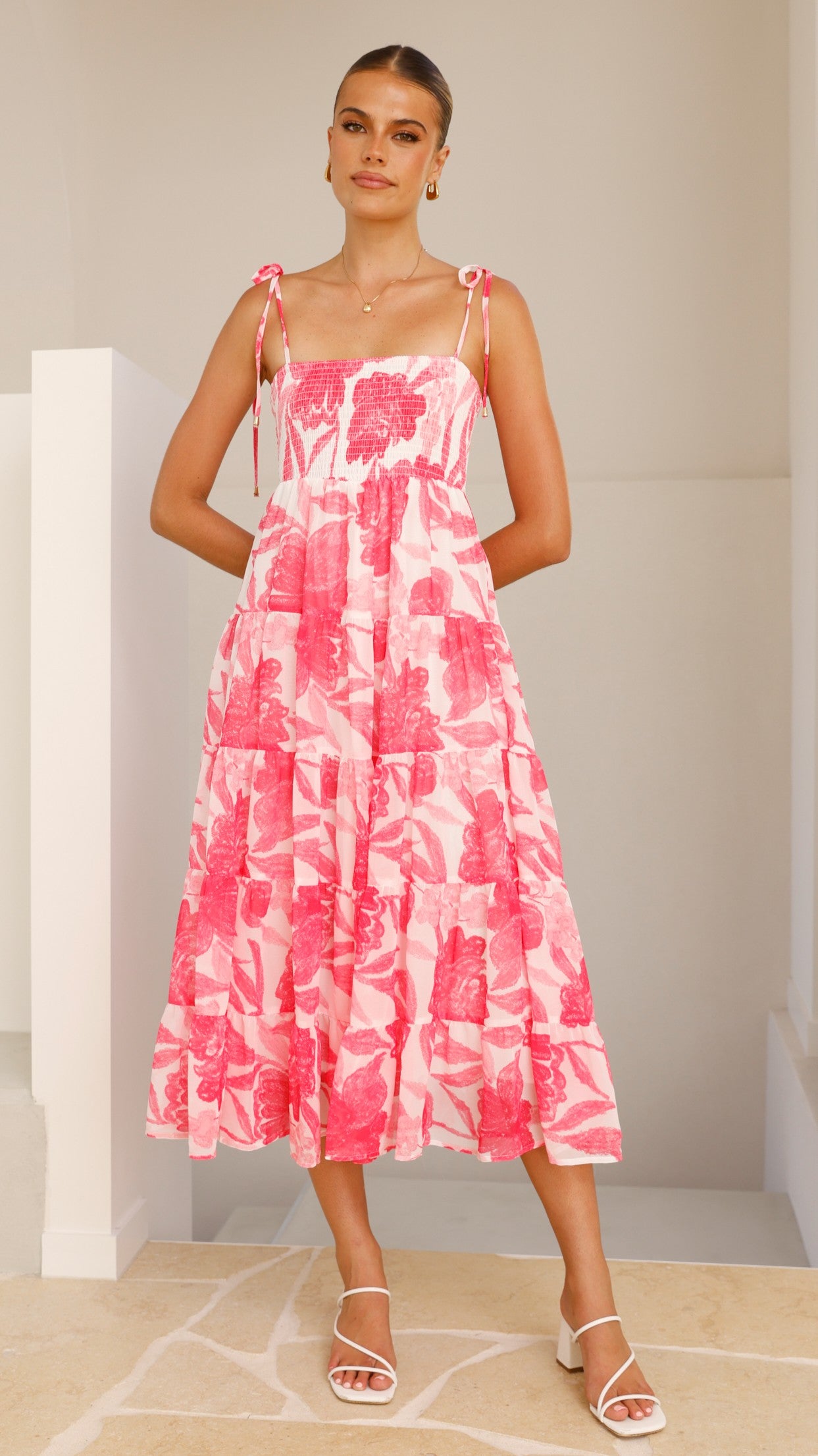 Gwynne Maxi Dress - Floral Pink Print Summer Dress for Women | Beach, Party & Casual Wear