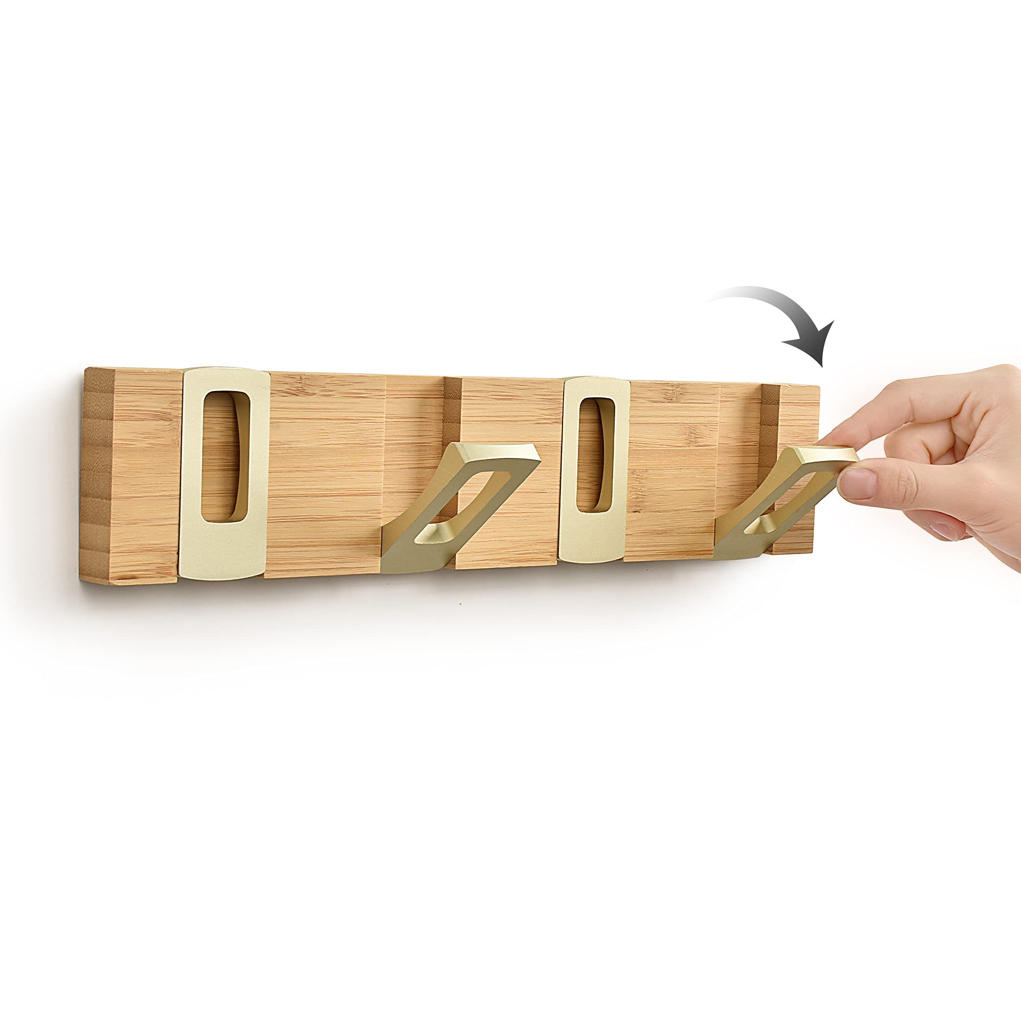JOMOLA Heavy Duty Wall Mounted Coat Rack with 4 Hooks - Sturdy Bamboo Hanger for Jackets, Hats, Robes & Towels - Perfect for Bathroom, Closet & Entryway Organization