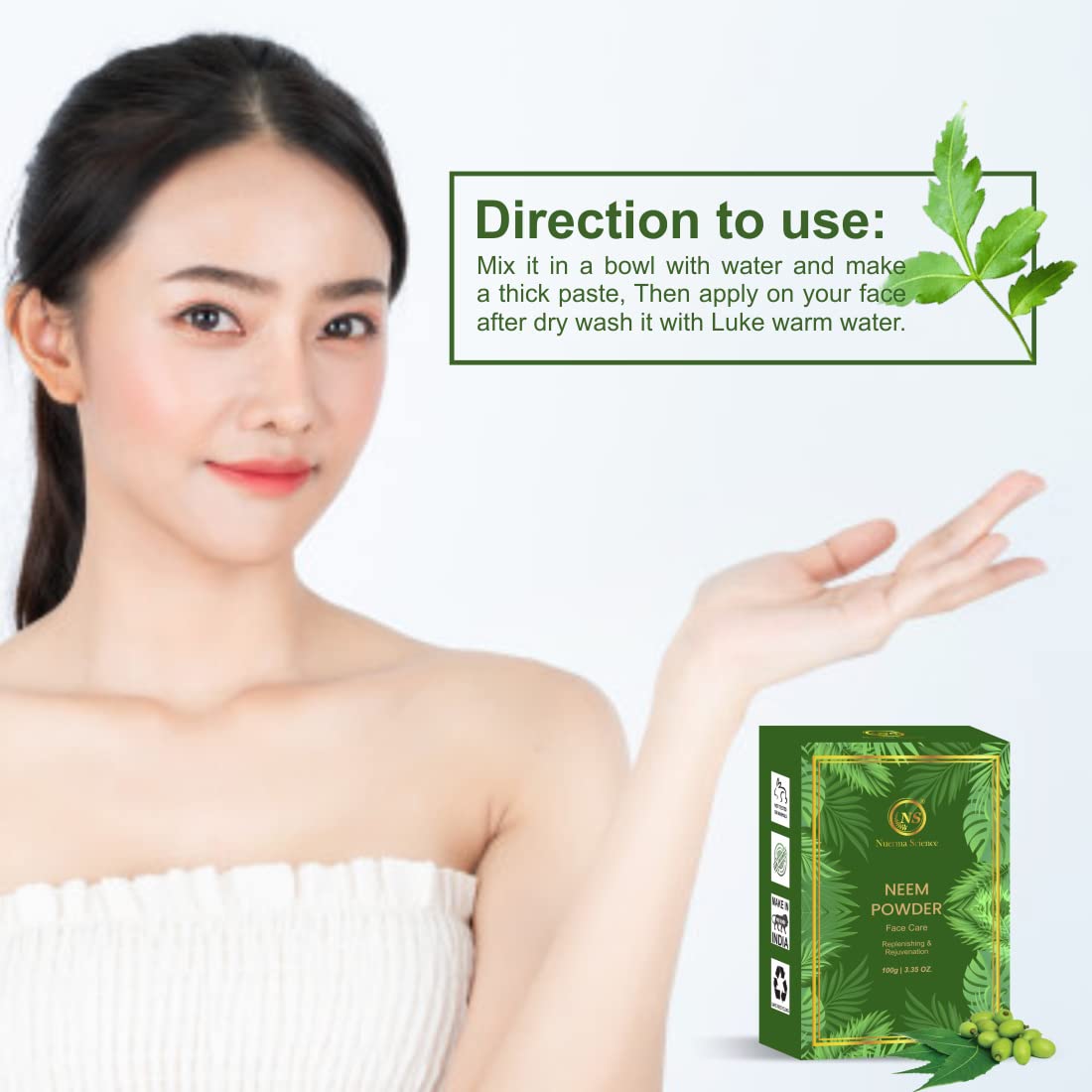 Pure Neem Leaves Powder 100g - Organic Neem Powder for Acne Treatment, Dandruff Control & Hair Cleansing | Skin Care, Hair Care, Natural Remedies for Pimple-free Skin & Healthy Scalp