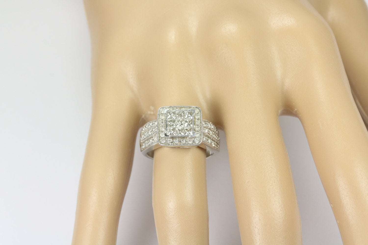 2.15 Carat 14K Gold Princess Cut Diamond Engagement Ring with Halo Setting - Perfect for Proposals, Anniversaries & Bridal Jewelry