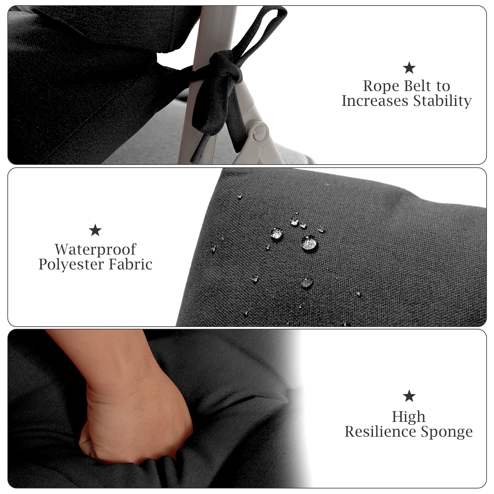 Giantex 2 Pack Tufted Outdoor Chair Cushions - 4.5 Inch Thick High Back Patio Seat Cushions with 4 Ties for Swing, Bench & Wicker Furniture - Waterproof Black Floor Cushions for Indoor/Outdoor Use - Perfect for Backyard, Deck, Poolside & Living Room Relaxation