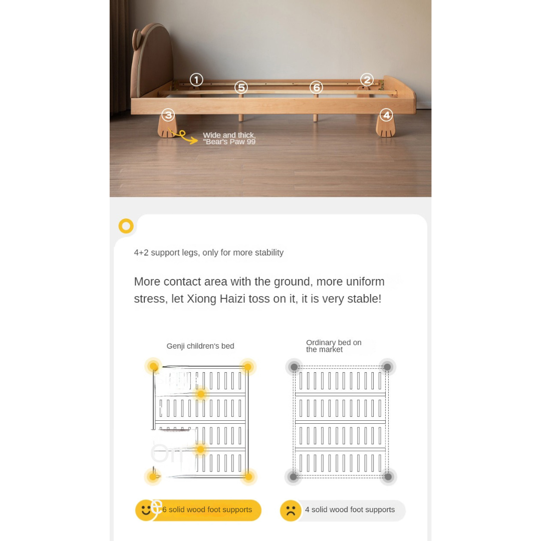 Solid Wood Bear Box Bed - Handcrafted from Premium Beech & Oak - Durable & Stylish Storage Solution for Kids' Rooms, Nurseries, and Cabin Decor