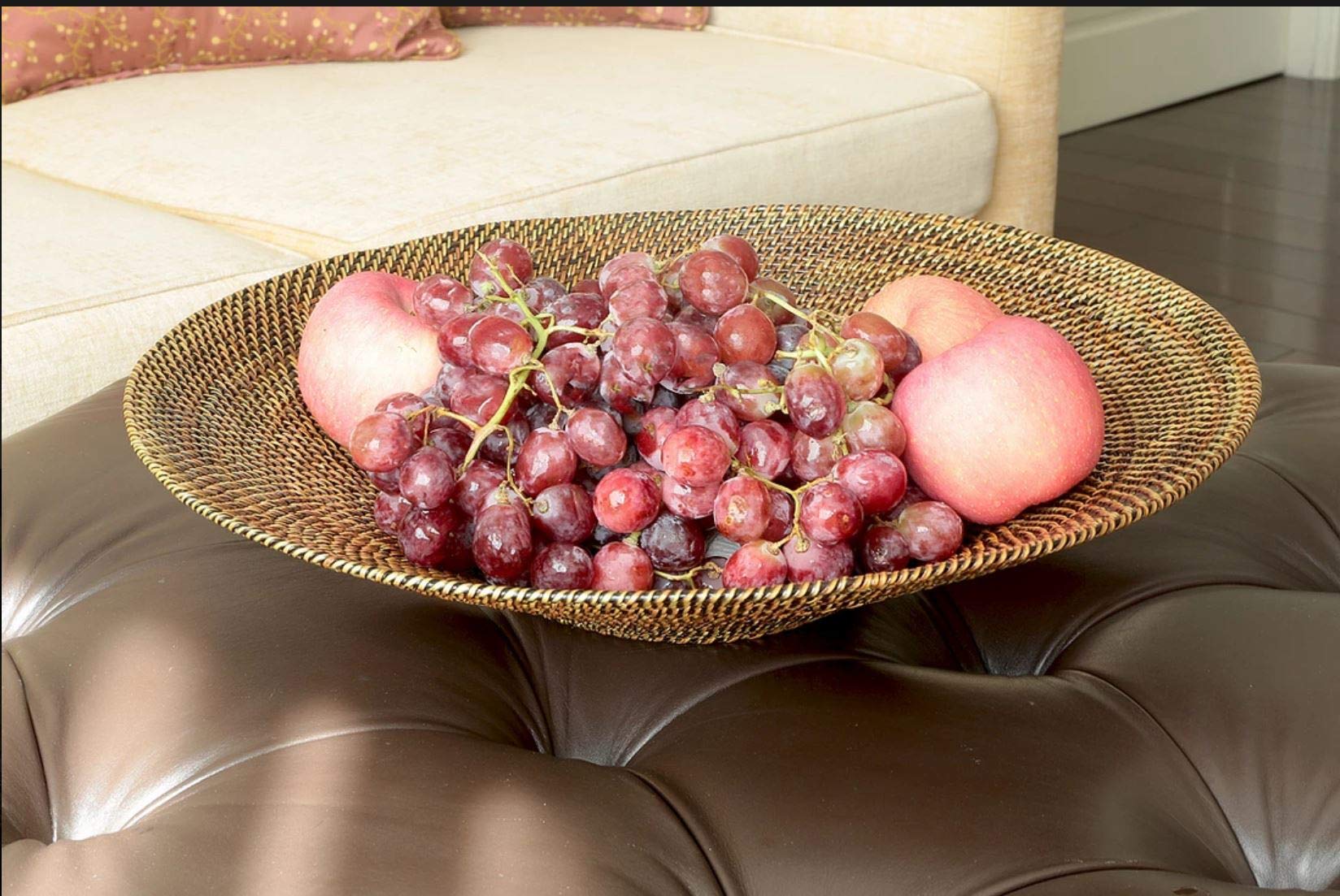 Extra Large 20 Inch Woven Serving Bowl - 4.5 Inch Deep Natural Fiber Basket for Entertaining, Picnics, and Home Decor | Perfect for Salads, Fruits, and Party Snacks