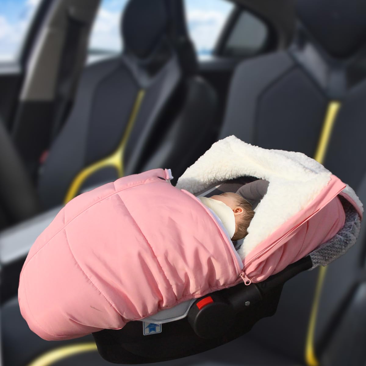 TSAYAWA Winter Baby Car Seat Cover - Mom's Choice Awards Winner - Insulated Windproof Car Seat Bunting Bag for Newborn & Infant - Warm Travel Blanket for Cold Weather (Pink) | Perfect for Stroller, Shopping & Outdoor Adventures