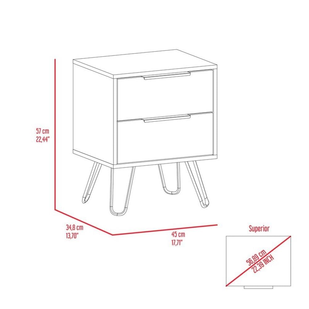 Modern Black Metal Bedroom Nightstand with 2 Drawers - Stylish Storage for Bedroom, Living Room or Office - Compact Side Table with Sleek Design for Small Spaces