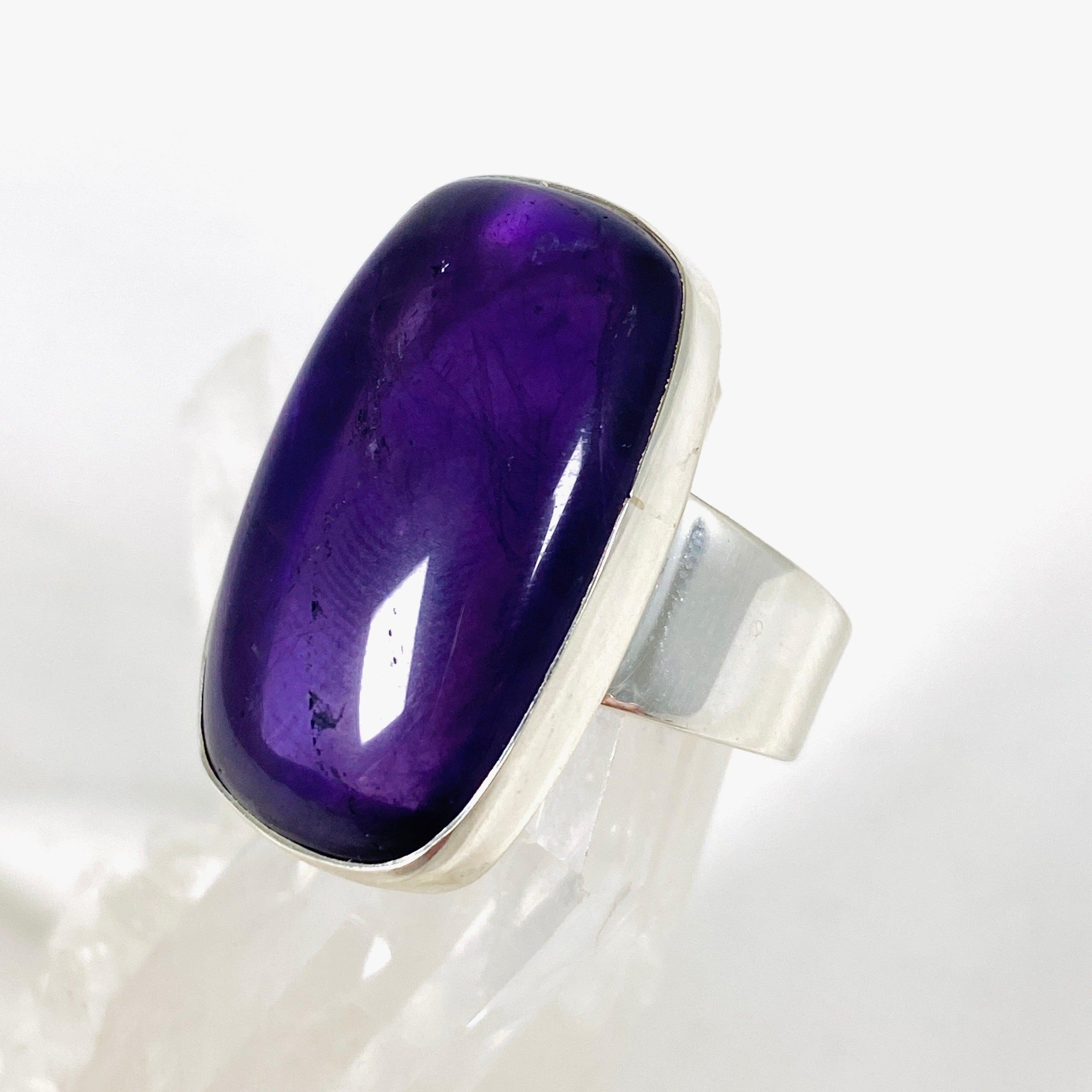 Amethyst Rectangular Ring for Women - Size 11 - KRGJ2949 - Elegant Purple Gemstone Jewelry for Everyday Wear & Special Occasions