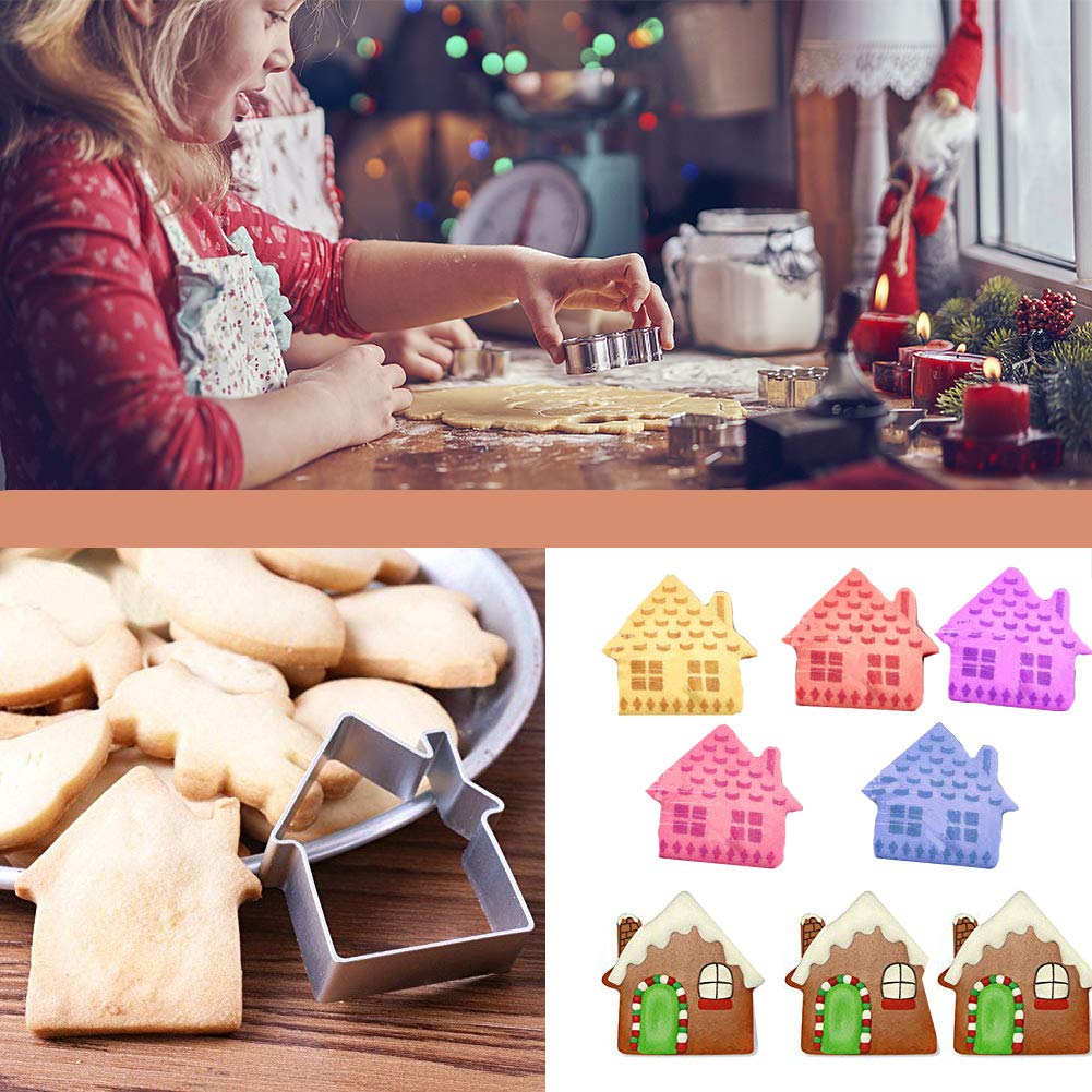 5-Piece Stainless Steel House Cookie Cutters Set - Durable Baking Tools for Gingerbread, Biscuits, Cakes & Chocolate Decor | Perfect for Holiday Baking, Birthday Parties & DIY Dessert Making