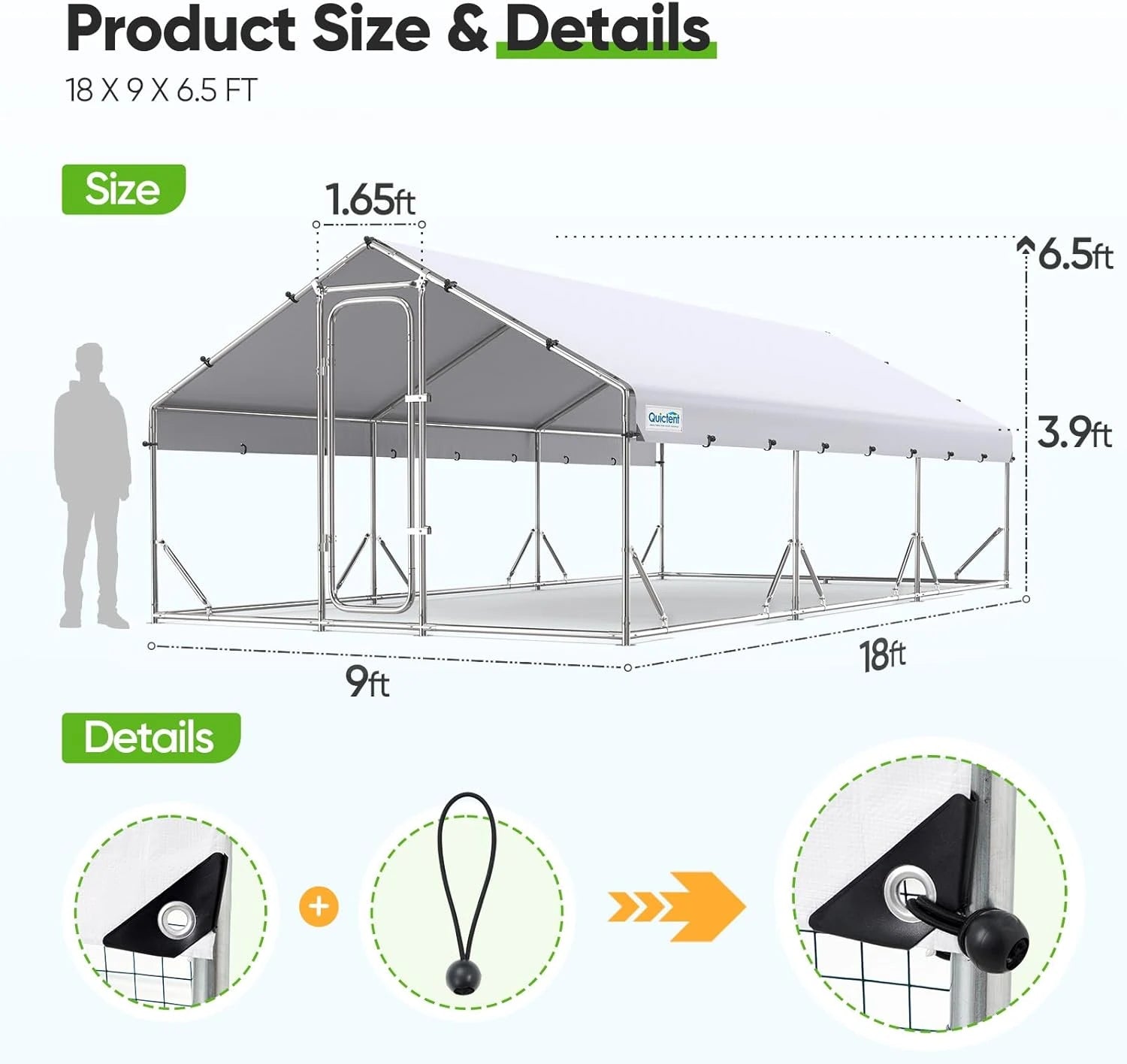 Large Metal Chicken Coop Run - Durable Outdoor Poultry Pen for Hens & Roosters - Perfect for Backyard Farming & Free Range Chicken Keeping