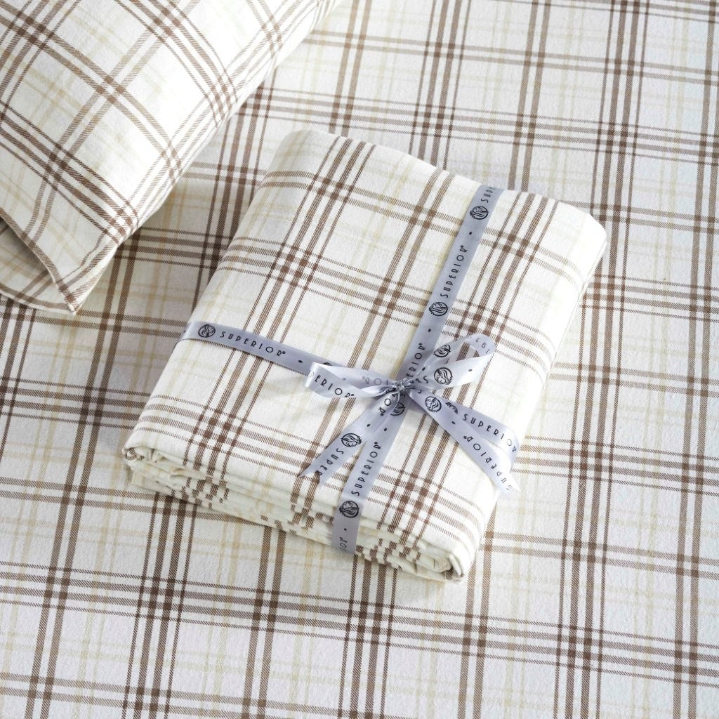 Soft Plaid Flannel Cotton Bed Sheet Set - Classic Farmhouse Style with Deep Pockets - Perfect for Cozy Winter Nights & Rustic Home Decor