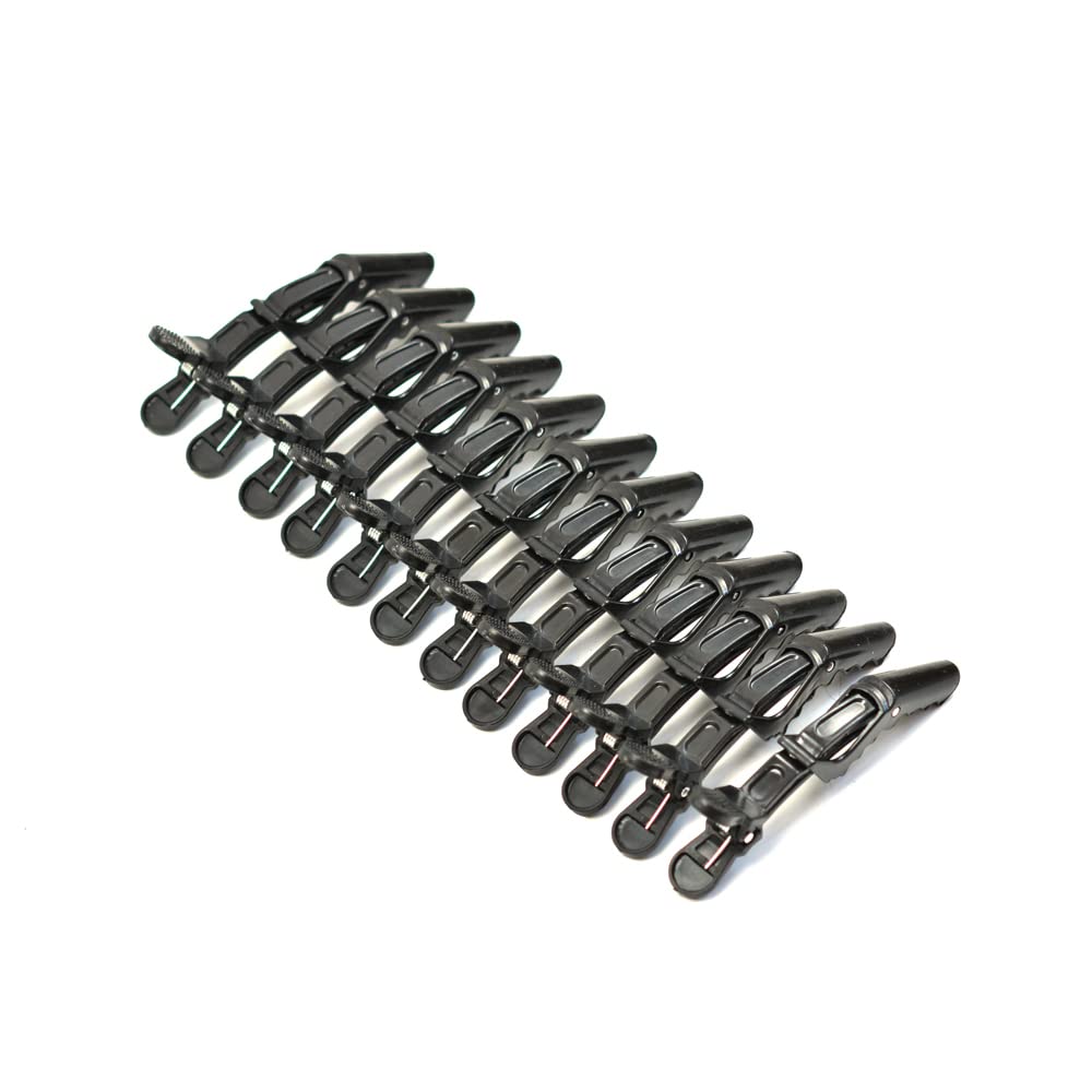 12 Pcs Alligator Hair Clips for Women - Wide Teeth Professional Hair Styling Clips for Salon, Barber & Home Use - Sectioning & Styling Hair Accessories (Black) - Perfect for Curling, Blow Drying & Updos