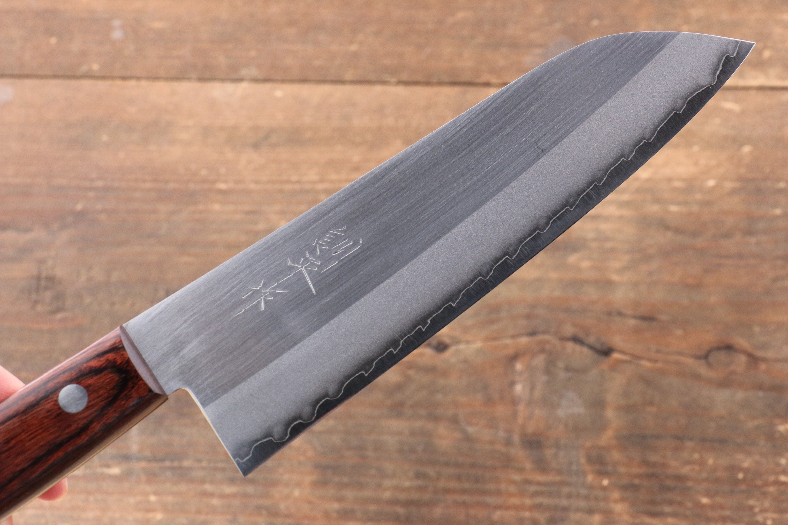 Premium Kunihira VG1 Santoku Knife 170mm - Japanese Migaki Finish with Mahogany Handle - Perfect for Slicing, Dicing & Chopping Vegetables, Meat & Fish