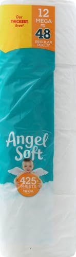 Angel Soft Toilet Paper - 12 Mega Rolls (Equivalent to 24 Regular Rolls) | Ultra Soft & Strong Bath Tissue for Home, Office & Travel Use