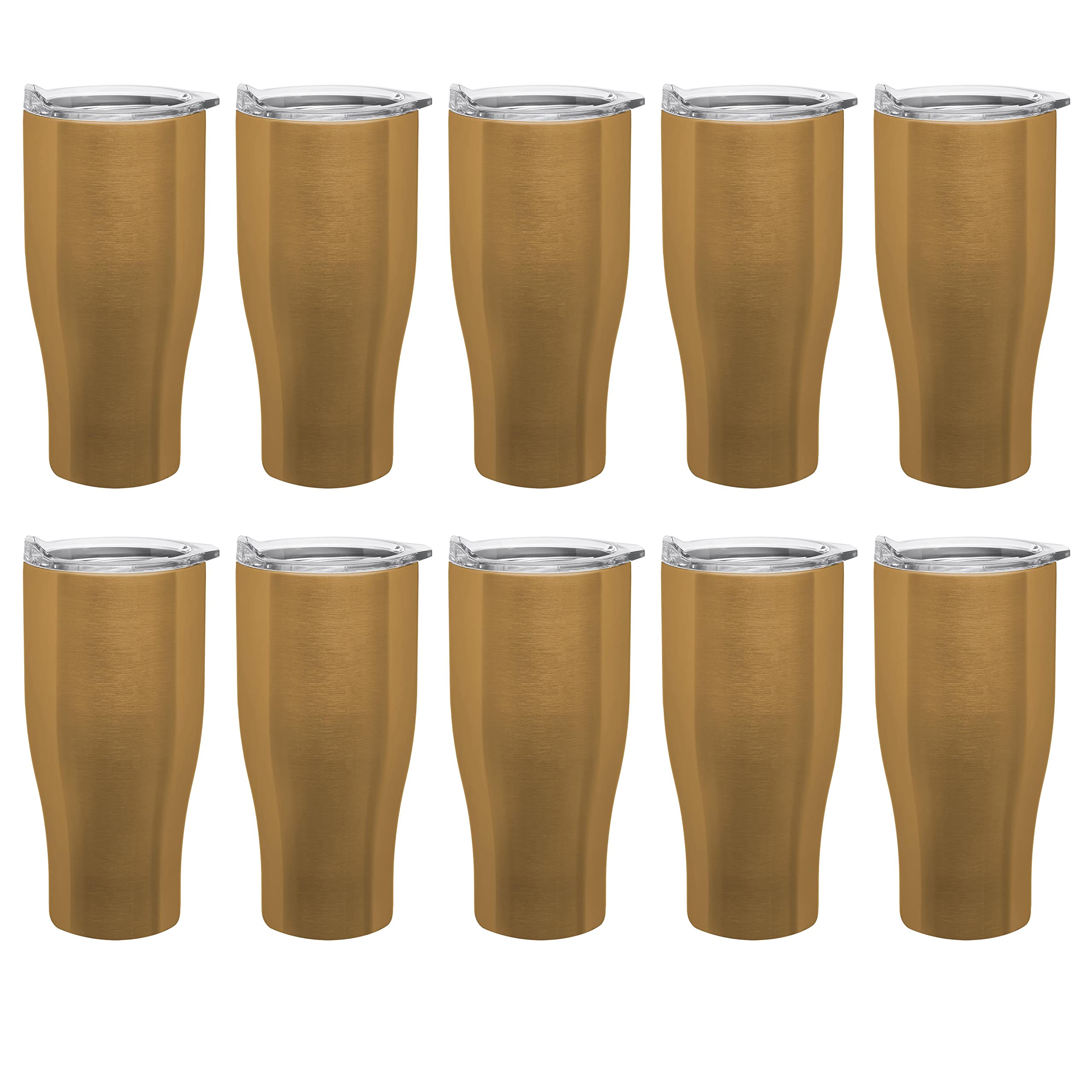 27 oz Stainless Steel Travel Mugs Set of 10 - Insulated Bulk Coffee Tumblers for Hot & Cold Beverages - Gold Thermal Cups for Office, Camping, Commuting & Gifts