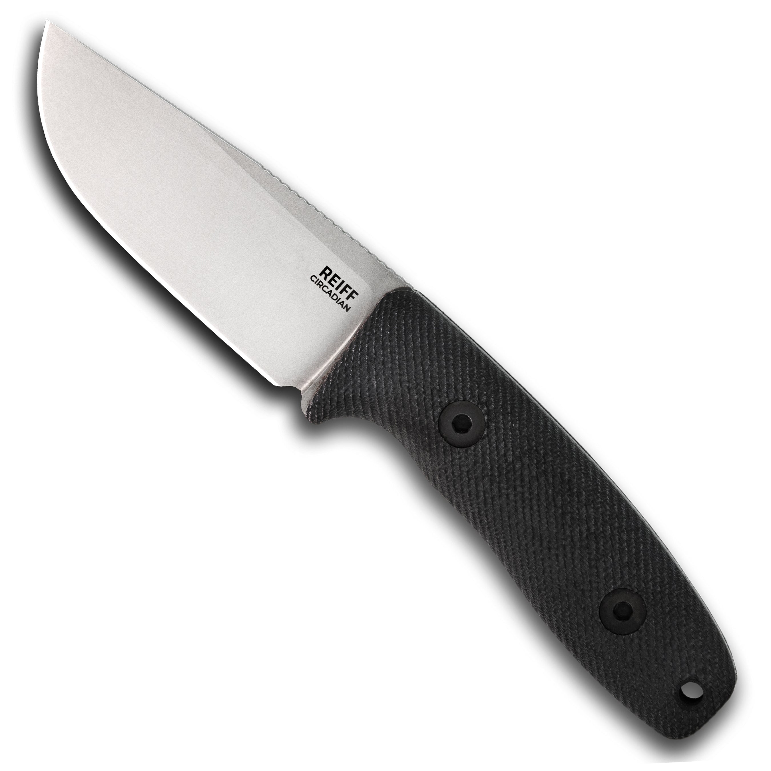 CPM MagnaCut EDC Fixed Blade Knife - Stonewashed Circadian Clip Point with Black Canvas Micarta Handle | Perfect for Outdoor Camping, Hunting & Everyday Carry