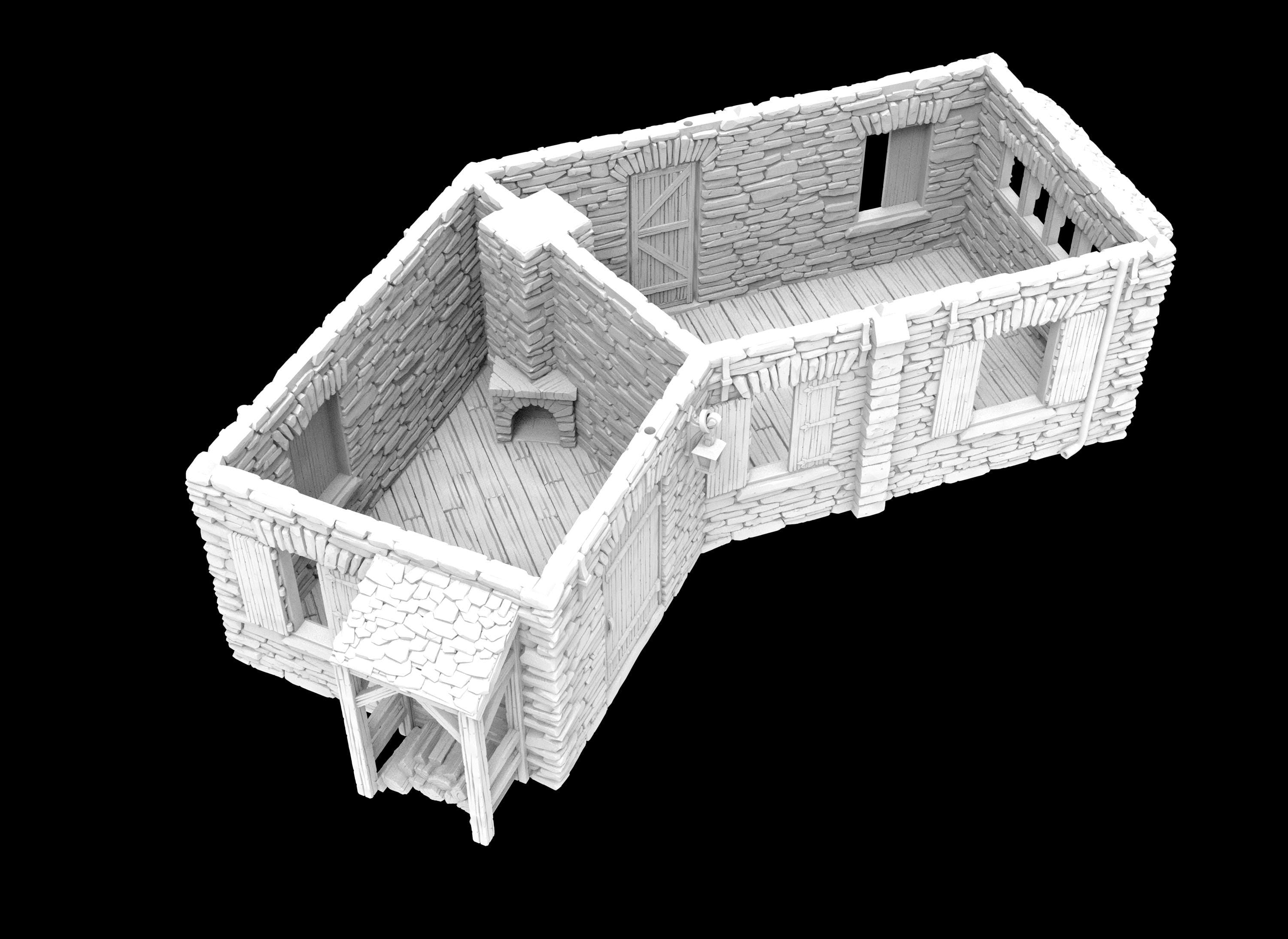 Ward's Residence Historical Colonial House Miniature - Perfect for DnD, Pathfinder & Tabletop Wargaming Scenes | RPG Terrain Building & Fantasy Battle Diorama