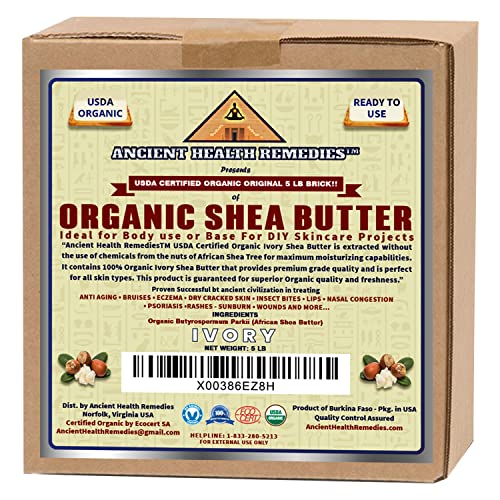 USDA Certified Organic Unrefined Raw African Ivory Shea Butter Blocks & Jars - Grade A Bulk Size for Anti-Aging, Dry Skin Care | DIY Body Butter Base, Skin Moisturizer & Hand Cream | Perfect for Natural Beauty Routines, Hair Treatments & Soap Making