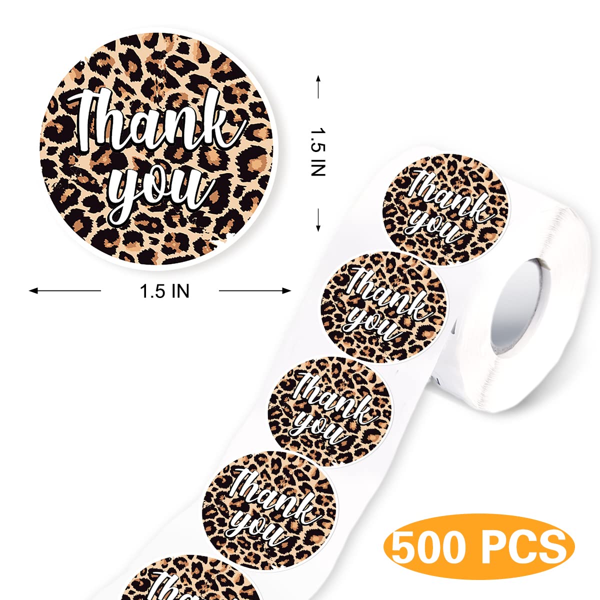 500 PCS Cute Leopard Print Thank You Stickers for Small Business | Happy Mail, Handmade, Package Decoration | Perfect for Etsy Shops, Gift Wrapping & Customer Appreciation