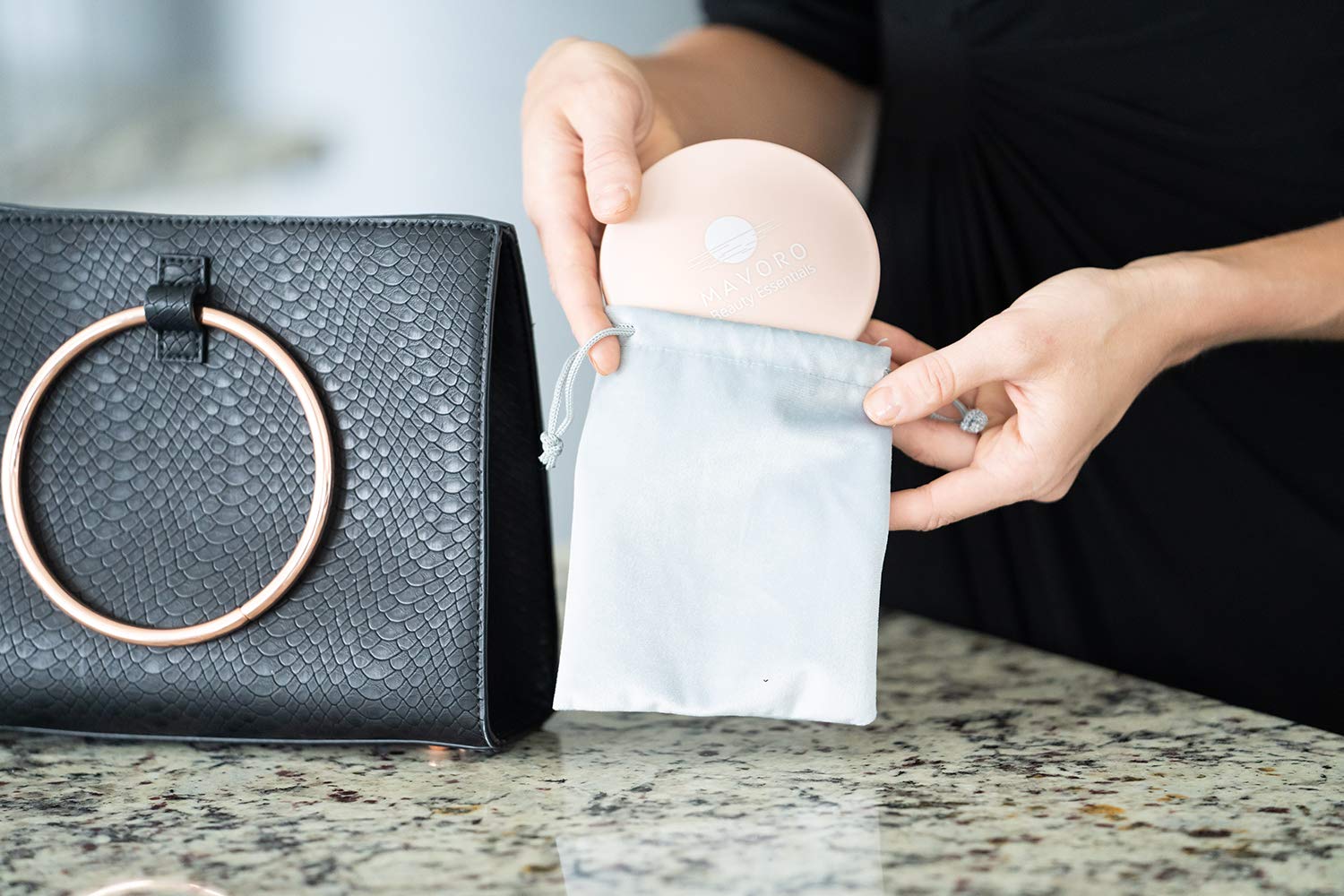 10x Magnifying Compact Mirror - Travel Makeup Mirror for Purse, Distortion Free & Portable, Perfect for On-the-Go Touch Ups (Millennial Pink)