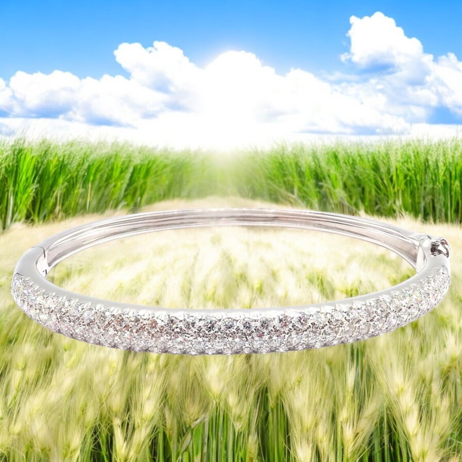 Authentic Van Cleef & Arpels Eve 18k White Gold Diamond Bangle Bracelet - Luxury Jewelry Gift for Women, Elegant Paper Box Packaging - Perfect for Anniversaries, Weddings & Special Occasions