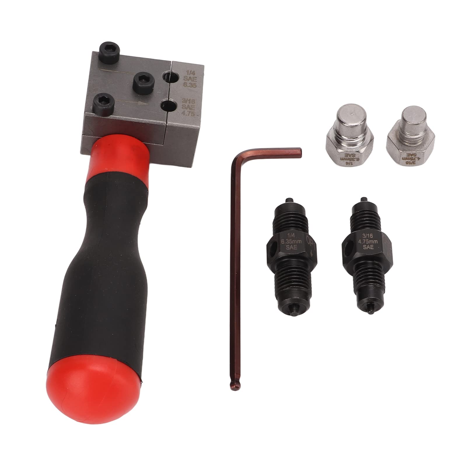 Professional Single & Double Flaring Tool Kit - Universal 3/16in & 1/4in Brake Line Flaring Tool with Hex Wrench & Carry Case - Perfect for Car Repair, Brake Line Maintenance & DIY Automotive Projects - Ideal for Mechanics, Auto Shops & Home Garage Use