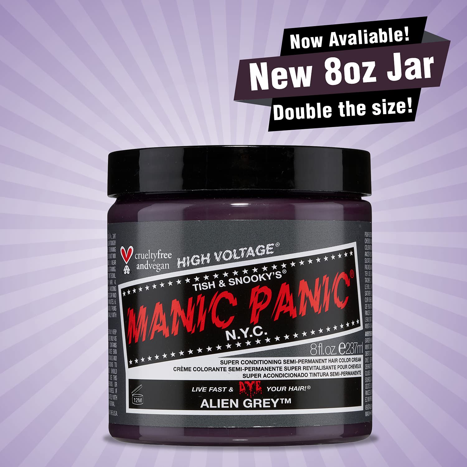 MANIC PANIC Alien Grey Semi-Permanent Hair Dye - Classic Line 8oz Vegan & Cruiser Approved - Perfect for Goth, Punk & Alternative Hairstyles