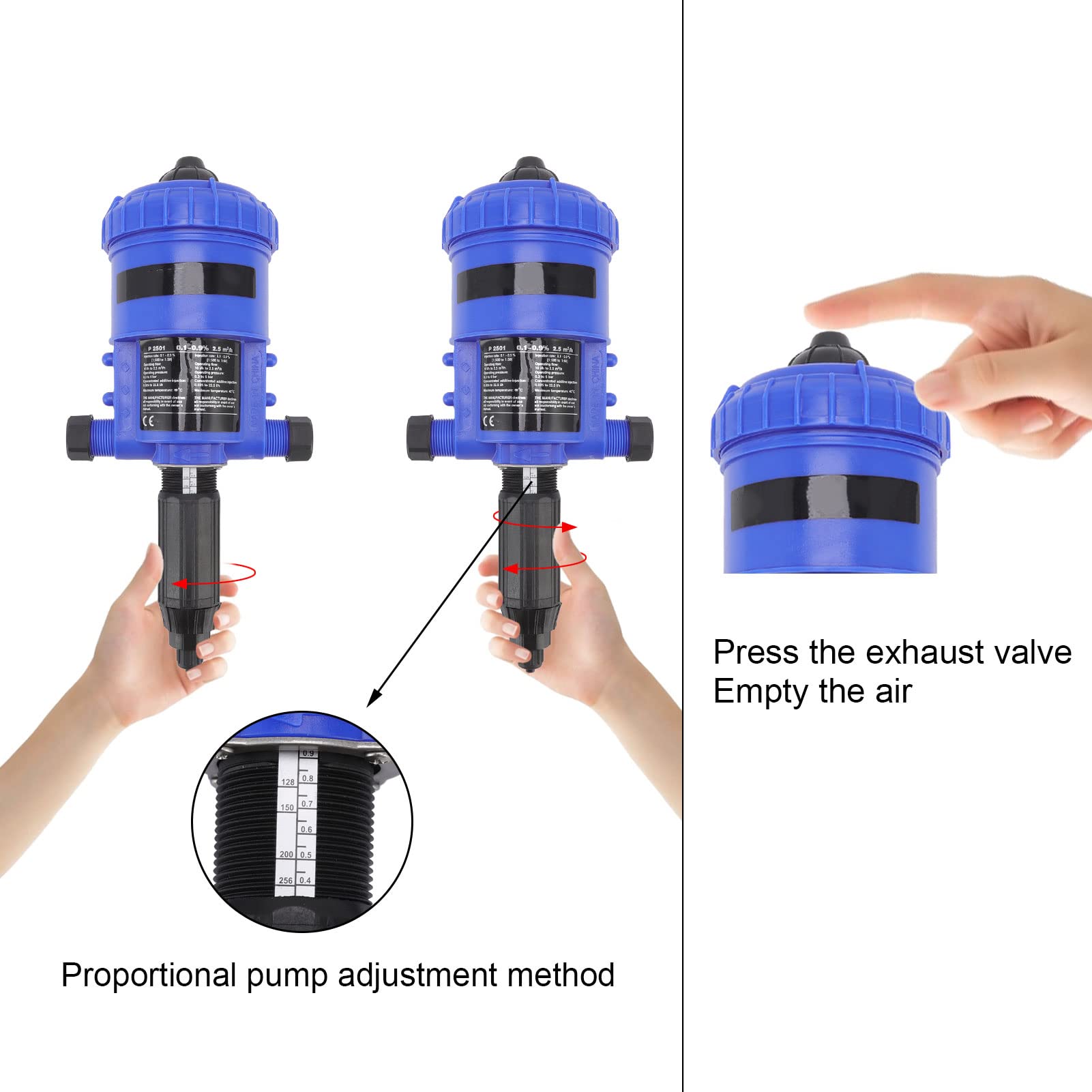 EVTSCAN 0.1%-0.9% Adjustable Automatic Proportional Fertilizer Injector | G3/4 Water Powered Dosing Pump | for Garden, Landscape & Greenhouse Drip Irrigation | Perfect for Hydroponics, Lawn Care & Agricultural Fertilization Systems