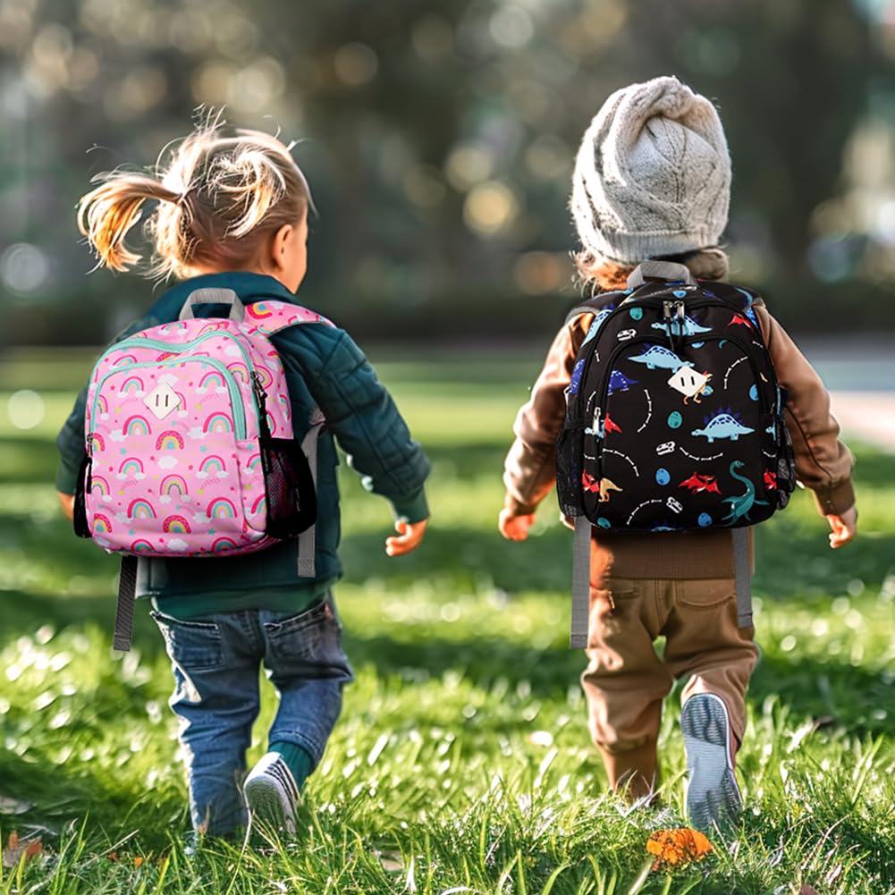 Dinosaur Toddler Backpack for Boys & Girls 2-5 Years - Cute Preschool & Kindergarten Mini Backpack for Kids - Lightweight & Durable School Bag (Black) - Perfect for Daycare, Travel & Outdoor Adventures