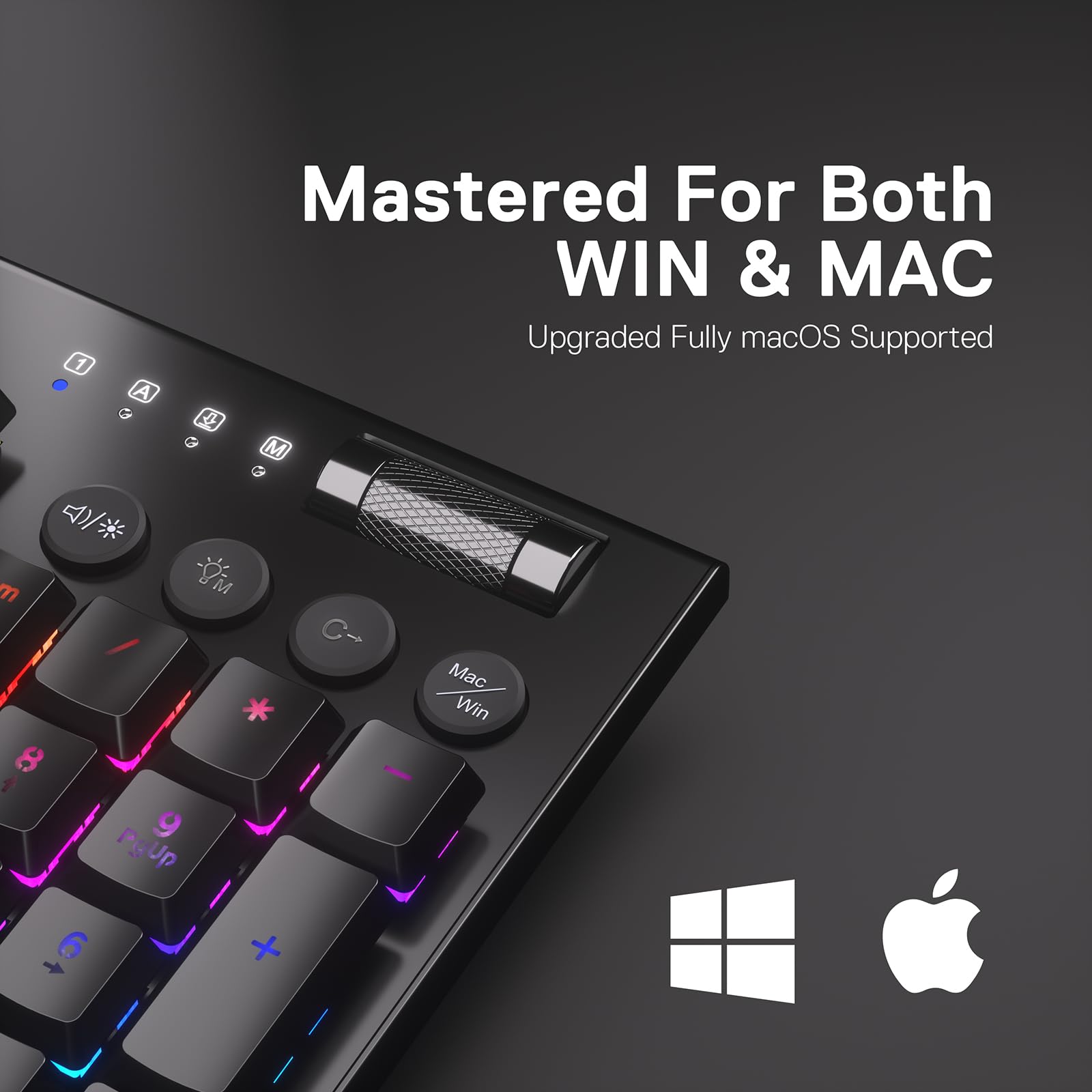 Redragon K618 Horus Wireless RGB Mechanical Gaming Keyboard - Bluetooth/2.4Ghz/USB-C Tri-Mode, Ultra-Thin Low Profile Design, Brown Switches, Dedicated Media Controls | Perfect for PC Gaming, Office Work & Typing