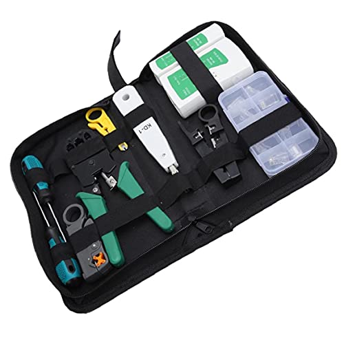 Professional RJ45 RJ11 LAN Network Cable Tester Crimper Stripper Kit - Ethernet Cable Repair & Maintenance Tool for Cat5 Cat6 - Perfect for IT Technicians, Network Installations & Home Office Setup