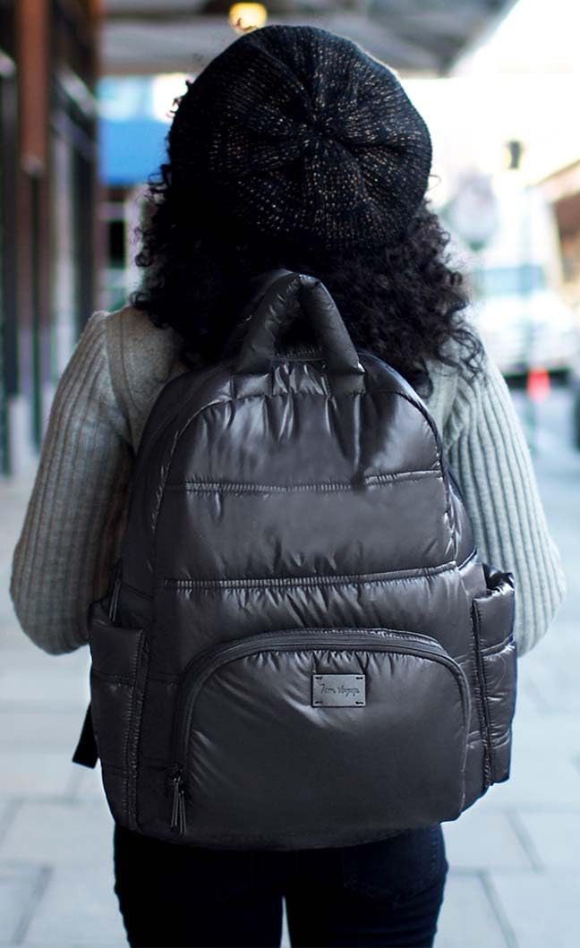 7AM Voyage Diaper Bag Backpack - Waterproof Unisex Baby Travel Backpack with Large Capacity, Padded Shoulder Straps & Multiple Pockets | Perfect for Newborn Essentials, Airplane Carry-On, Day Trips & Family Outings (Black)