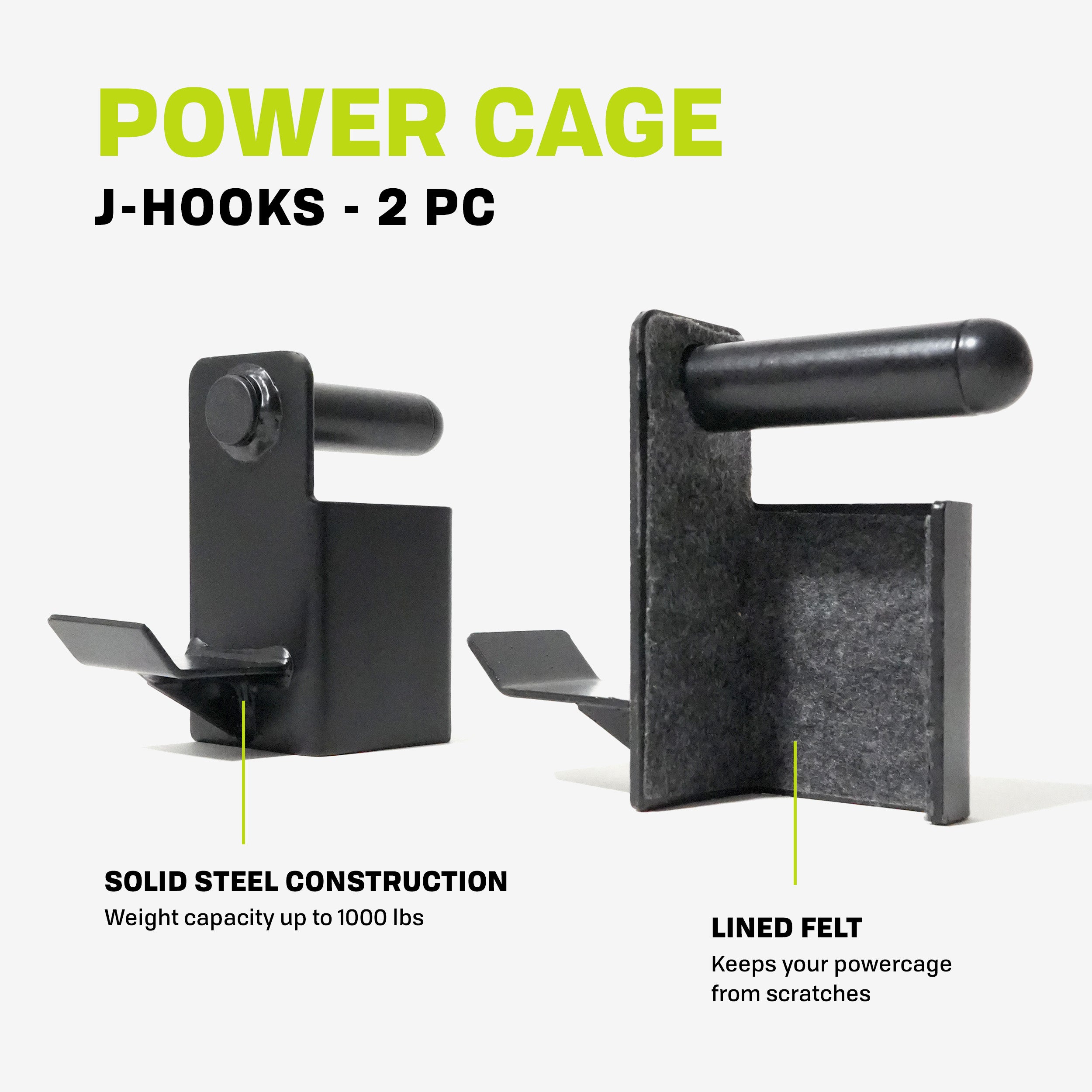 Prctz Power Cage J Hook Set - Heavy Duty Weightlifting Accessories for Home Gym & CrossFit Training - Perfect for Squat Racks, Bench Press, and Strength Workouts