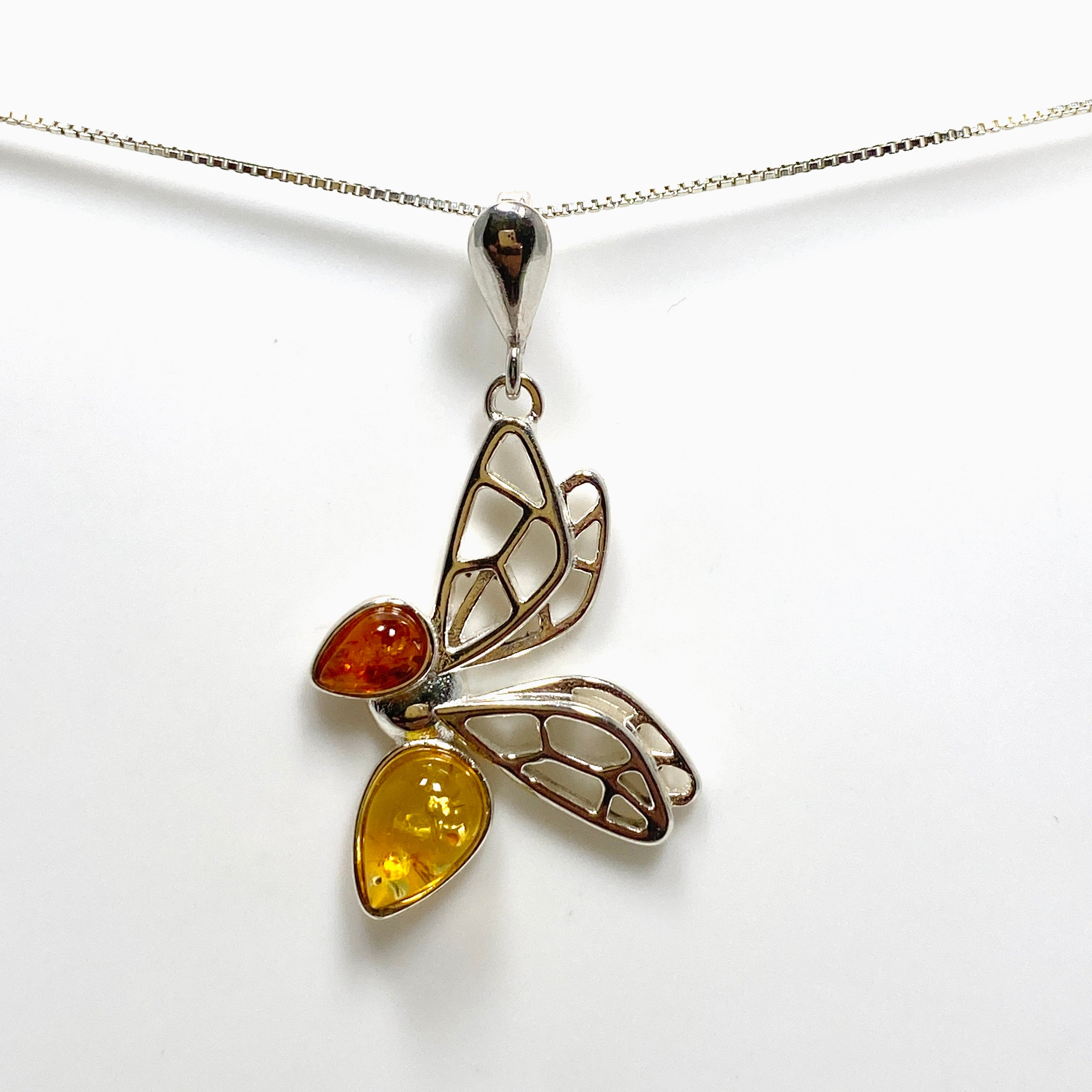 Natural Baltic Amber Bee Mixed Multi-Stone Pendant Necklace AMB234 - Perfect for Jewelry Lovers & Healing Crystal Enthusiasts