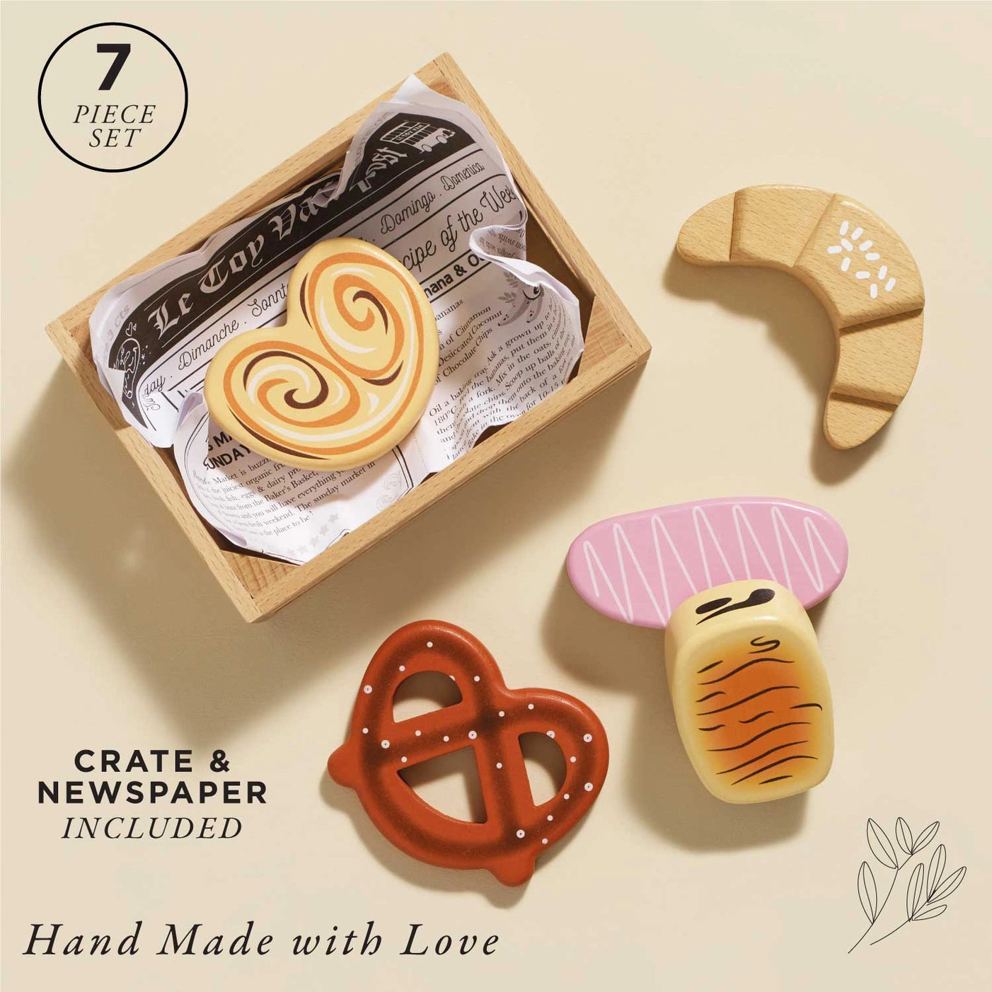 Premium Wooden Bakery & Patisserie Market Crate - Rustic Display Box for Bread, Pastries, and Baked Goods - Perfect for Farmers Markets, Bakeries, and Home Kitchen Storage