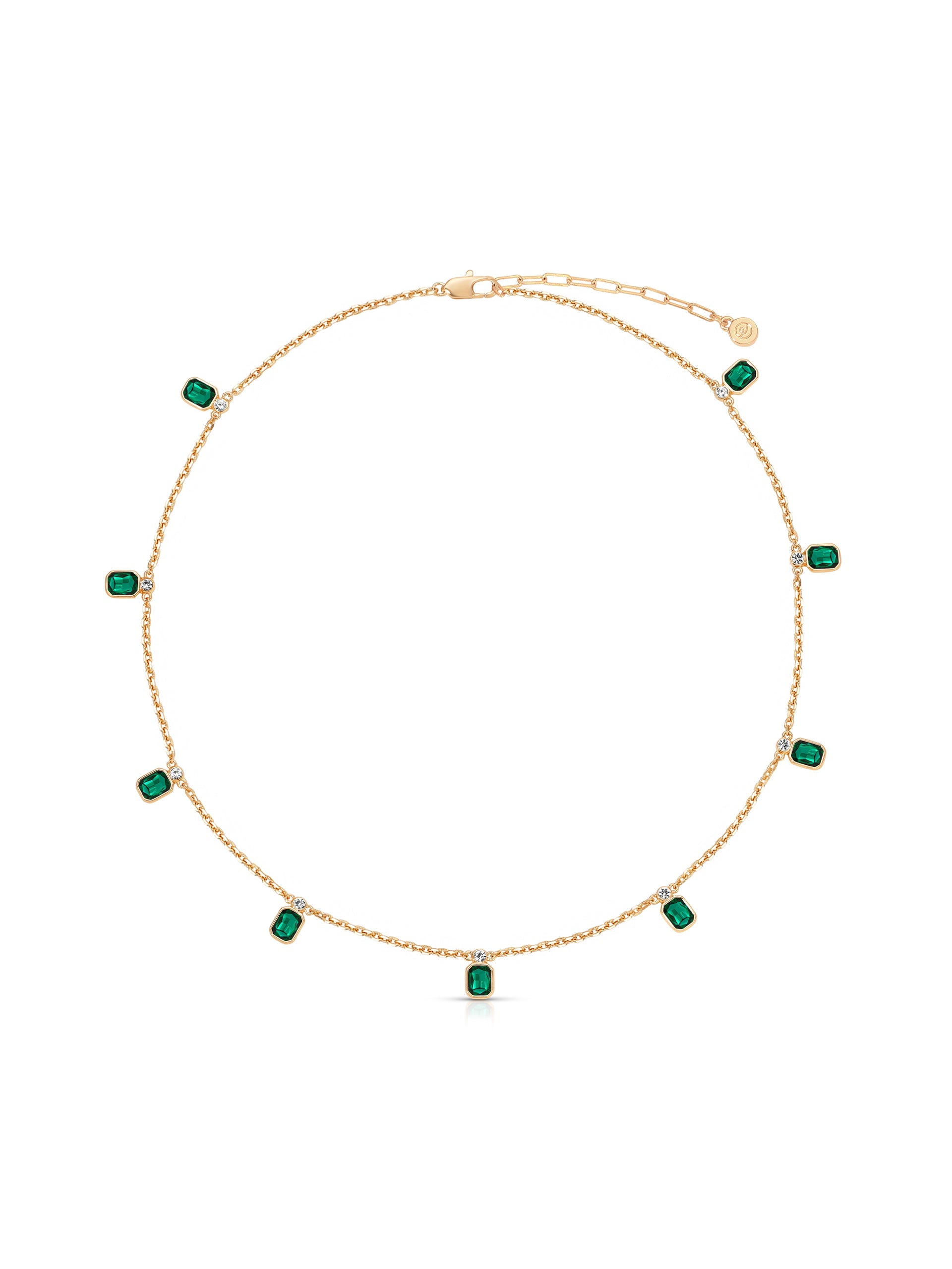 Emerald Deco Charm Necklace for Women - Elegant Green Gemstone Jewelry for Party, Wedding & Special Occasions